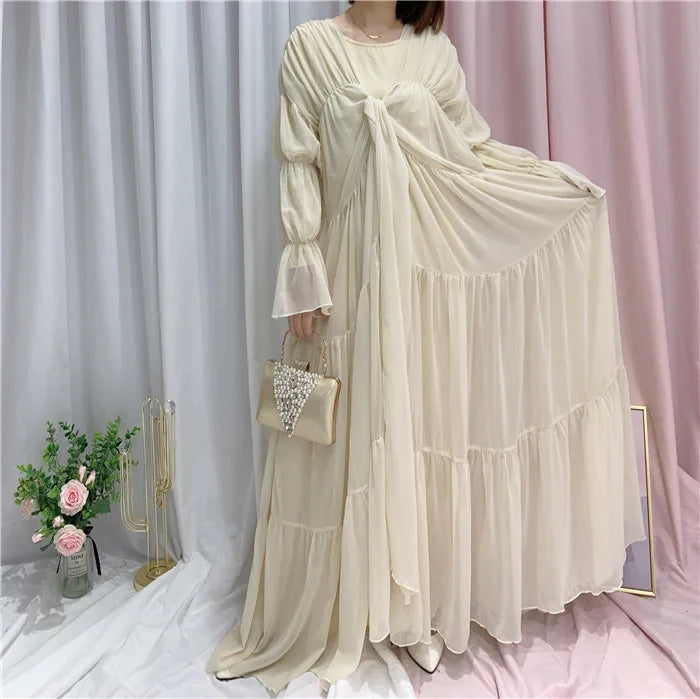 2023 Loriya fashion Islamic Clothing Dubai Turkey Chiffon Muslim  Kimono Oversized Summer Raffle Muslim Girls Abaya Wholesale