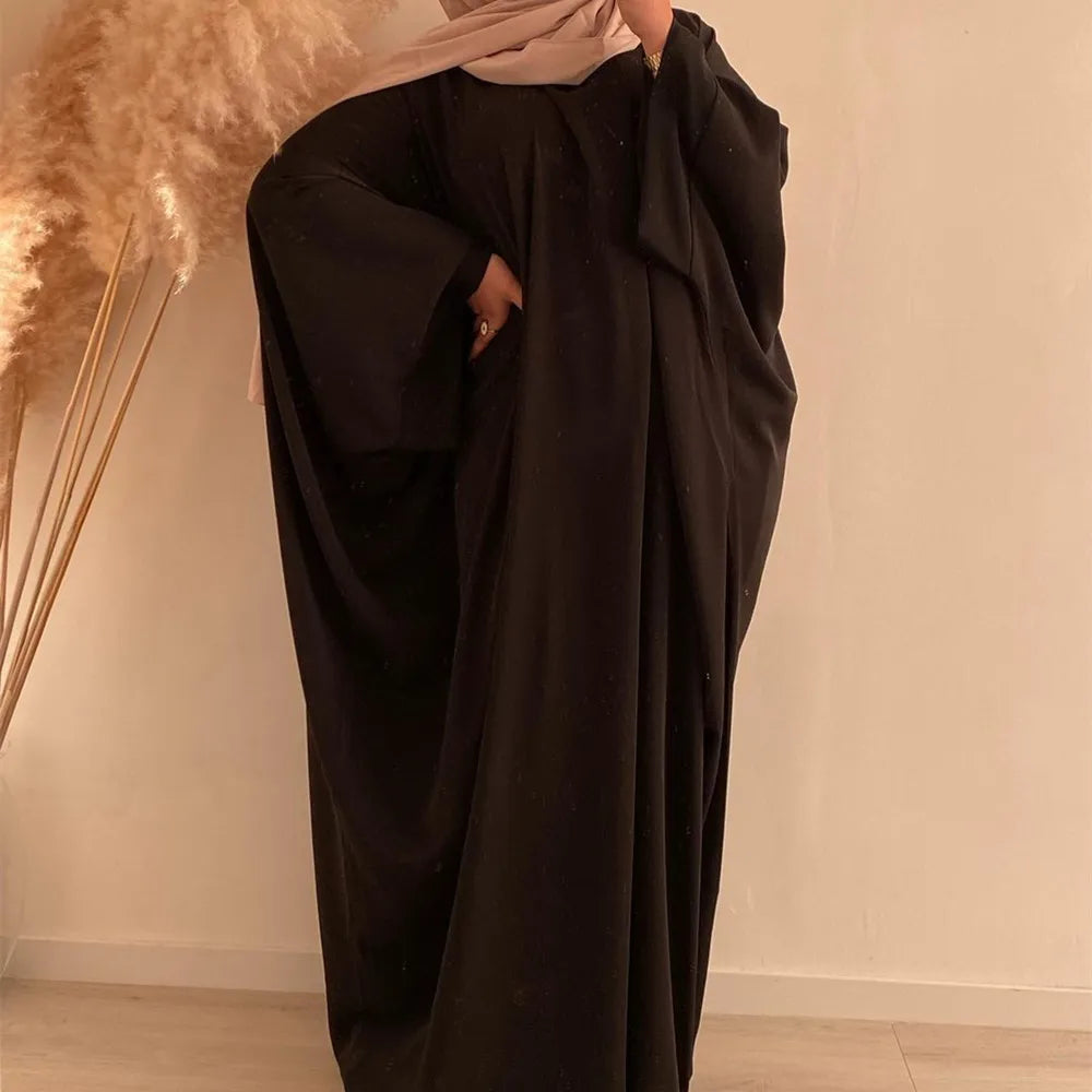 Hot Sale Latest Islamic Clothing Muslim Abaya Solid Colors Batwing Style Kaftan Burka Islamic Dress