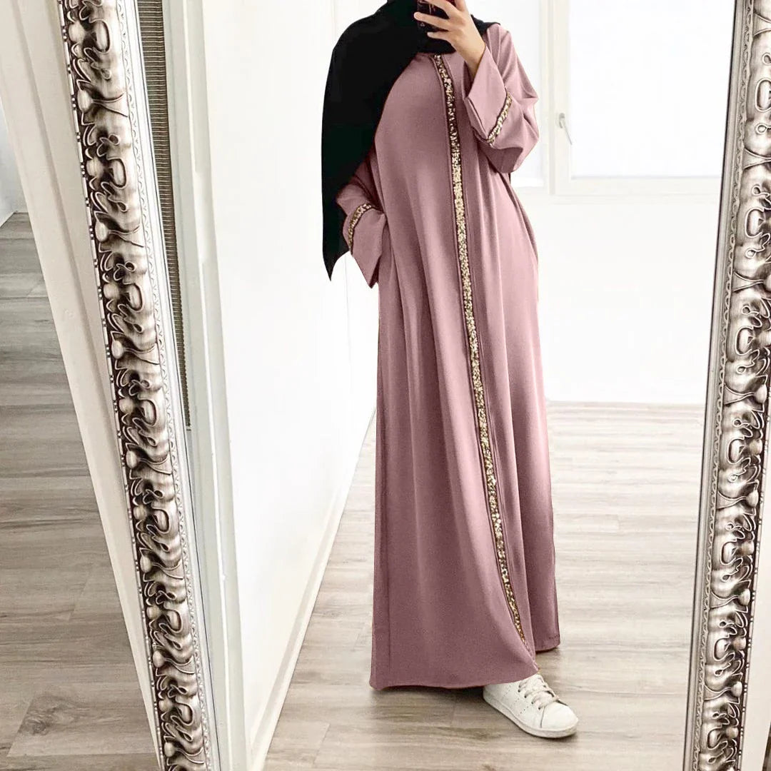 Fashionable Islamic Clothing Muslim Abaya with Sequins Islamic Dress For Muslim Women