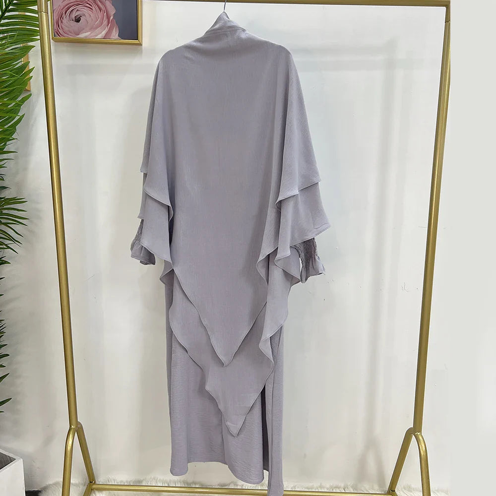 Loriya Fashion Vêtements islamiques 2023 EID Prayer Abaya Set Robes modestes et deux couches Khimar Turquie Dubaï Abaya Robe musulmane 