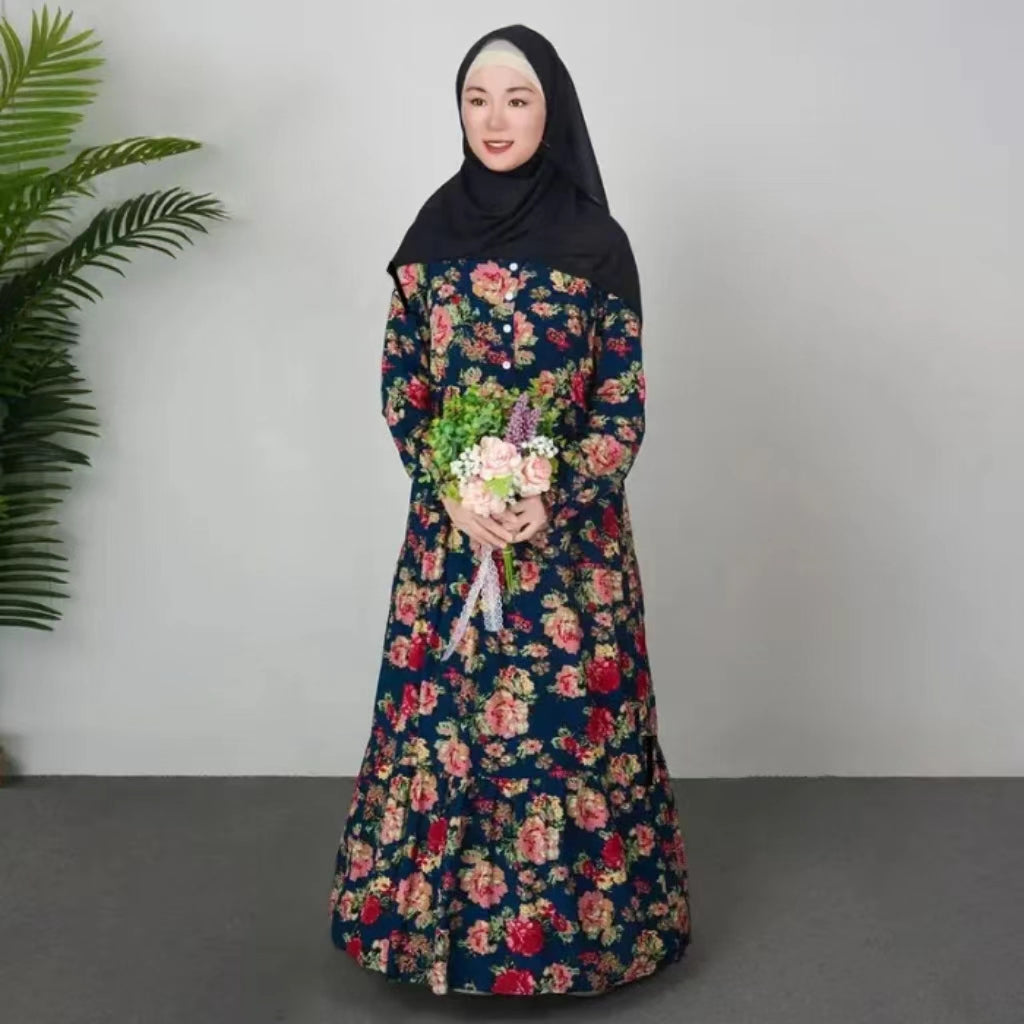 Rayon long Maxi dress flower design