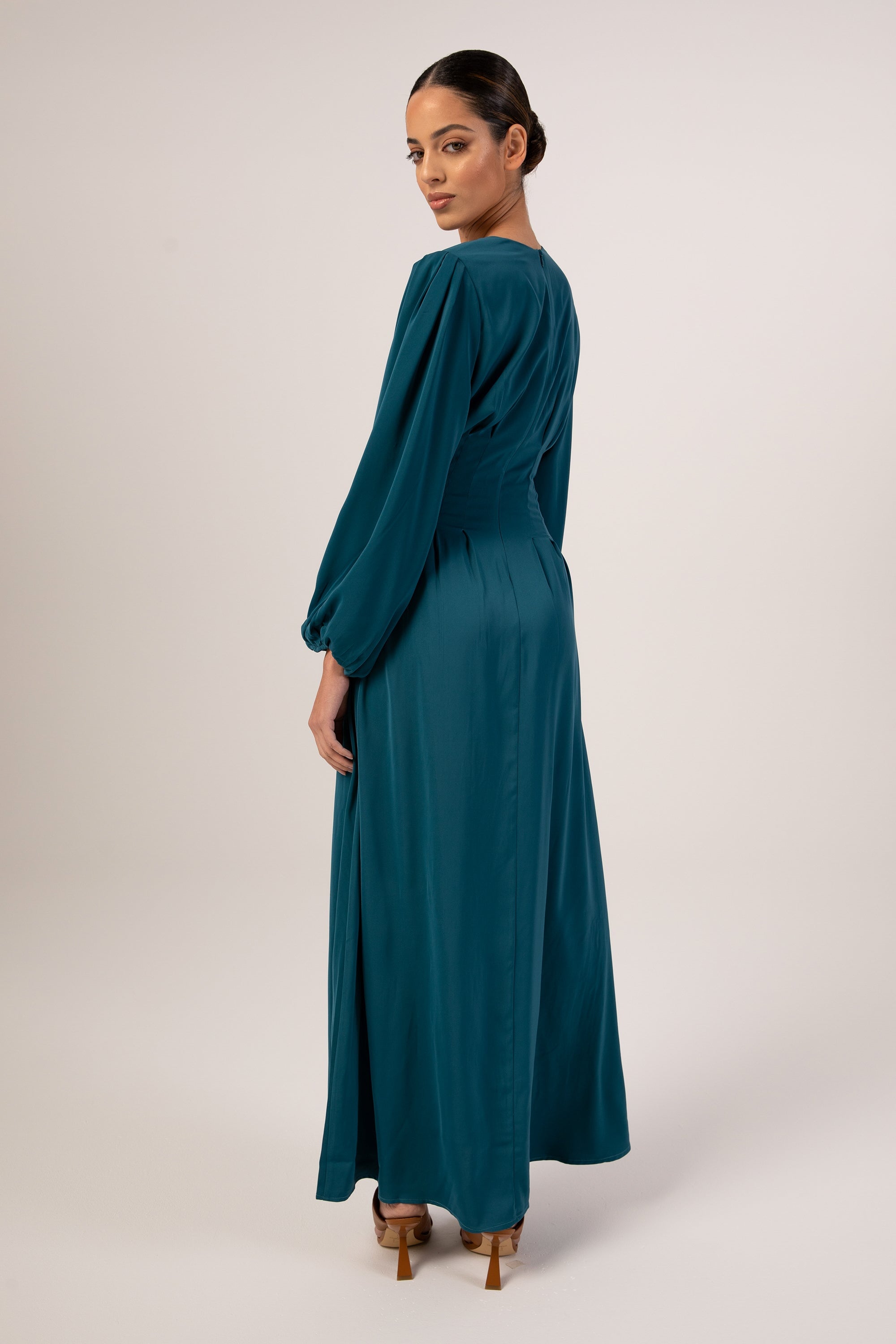 Aayat Pleated Maxi Dress - Deep Teal Veiled Collection 