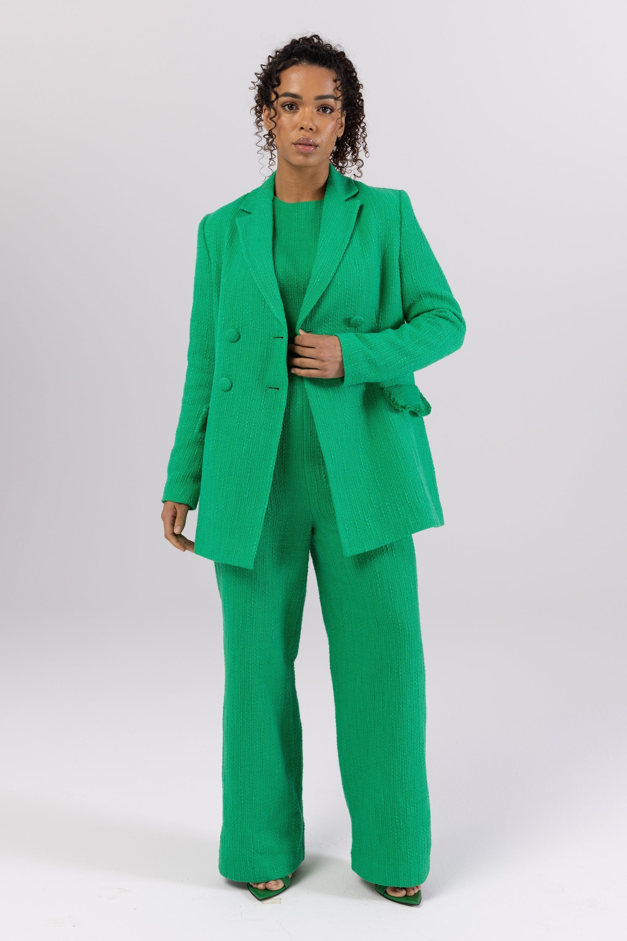 Abigail Tweed Double Breasted Blazer - Jade Veiled Collection 