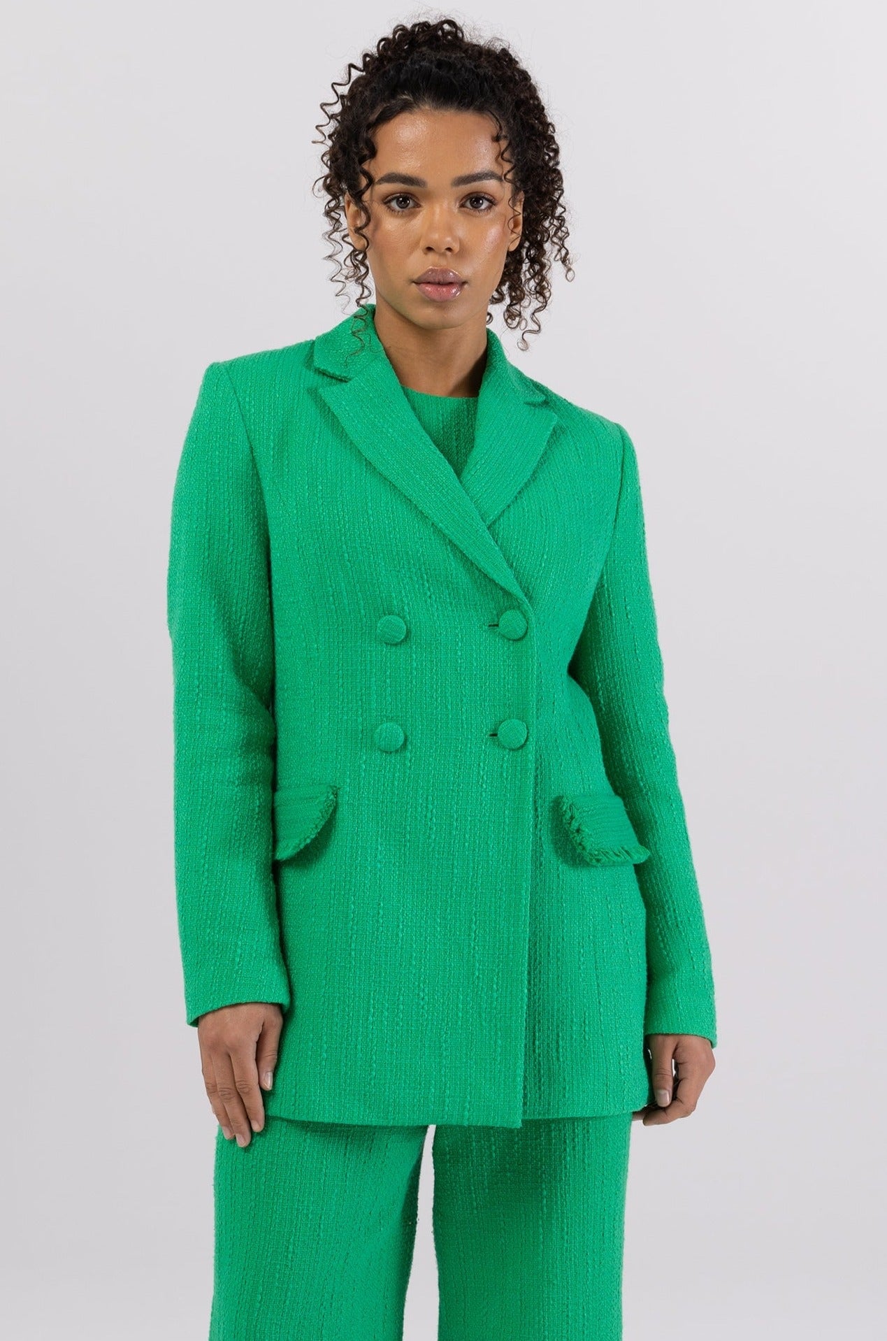 Abigail Tweed Double Breasted Blazer - Jade Veiled Collection 