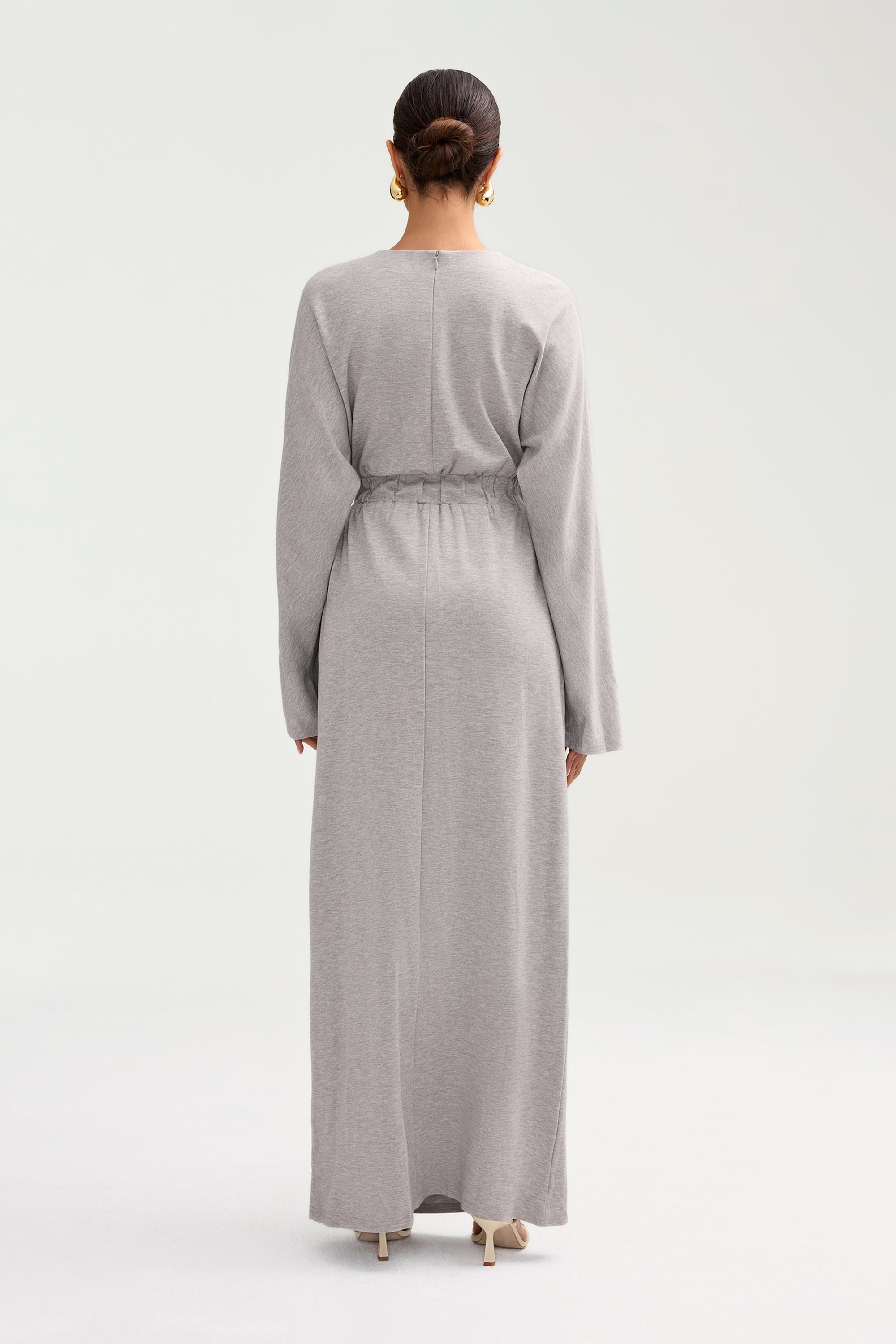 Adelynn Jersey Batwing Maxi Dress - Heather Grey Clothing Veiled 