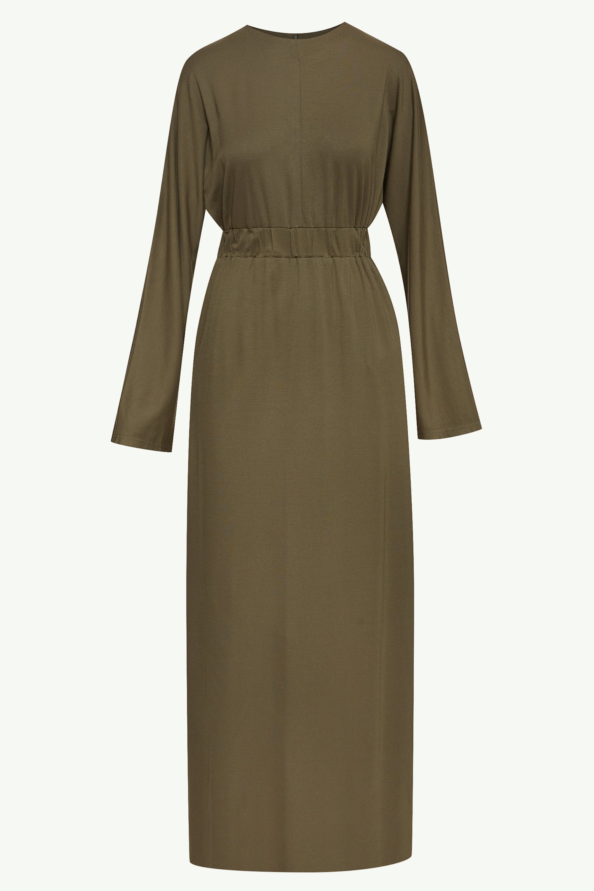 Adelynn Jersey Batwing Maxi Dress - Khaki Green Clothing Veiled 