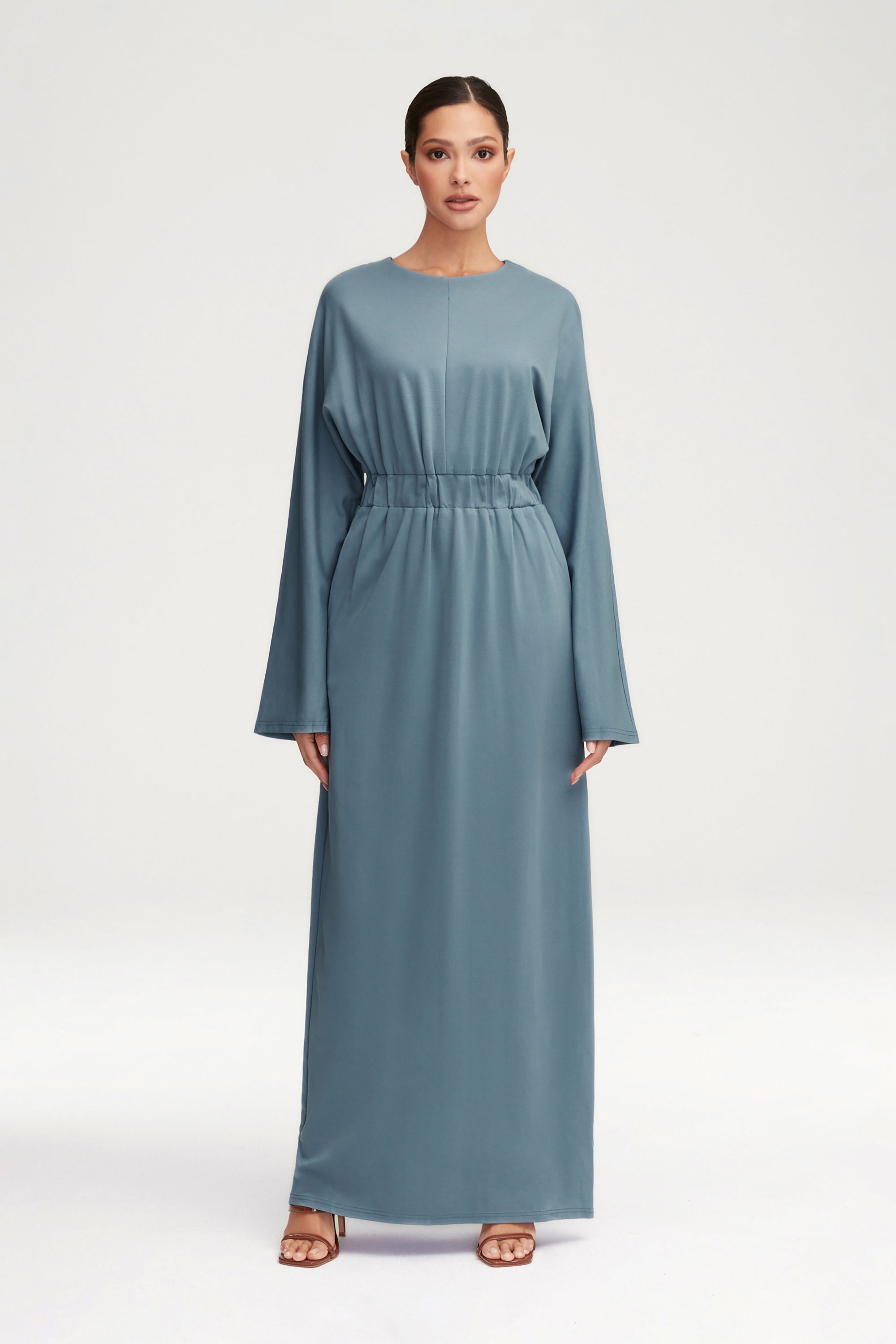 Adelynn Jersey Batwing Maxi Dress - Powder Blue Clothing Veiled 