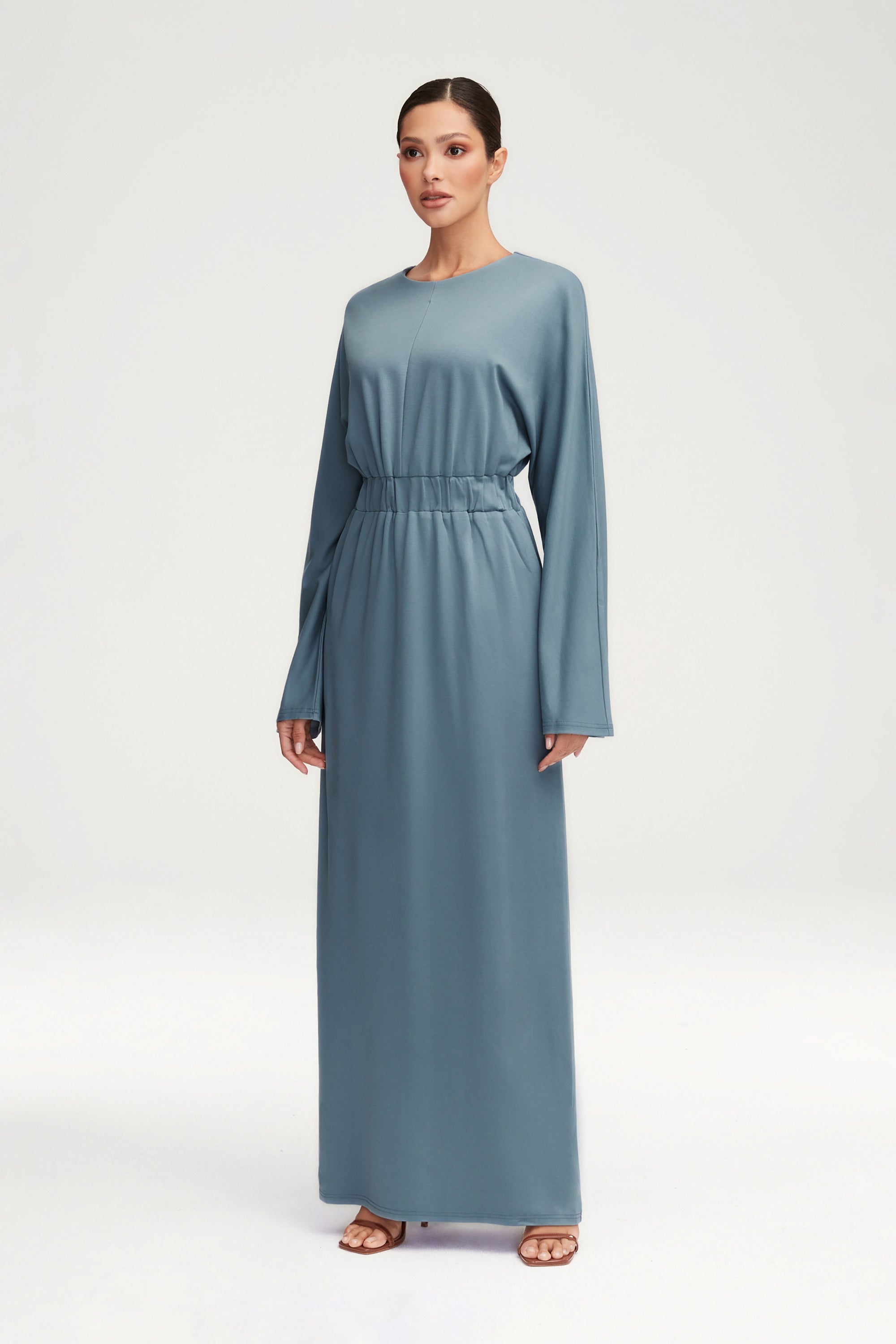 Adelynn Jersey Batwing Maxi Dress - Powder Blue Clothing Veiled 