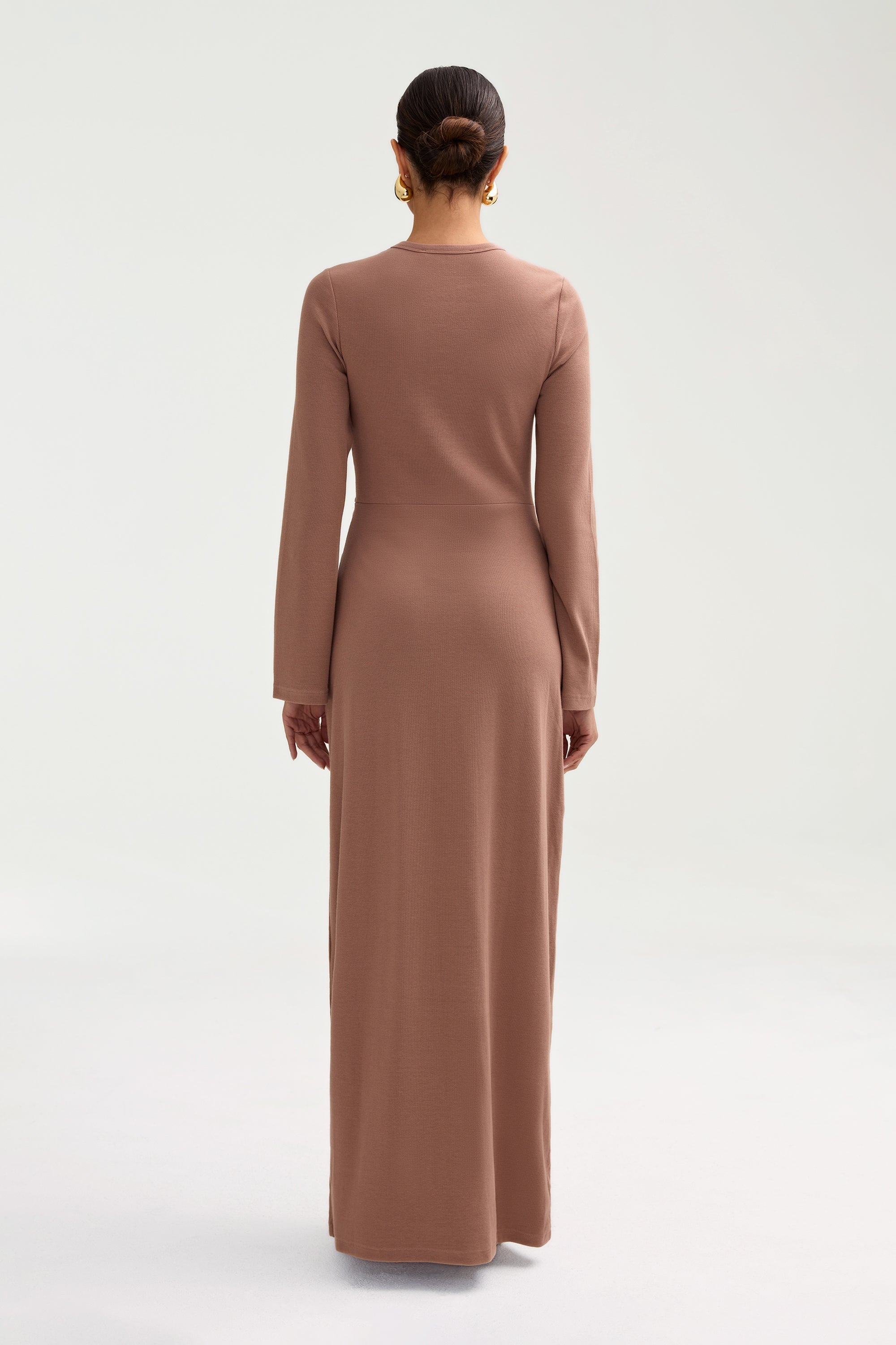 Aissia Ribbed Twist Front Maxi Dress - Brownie Clothing Veiled 