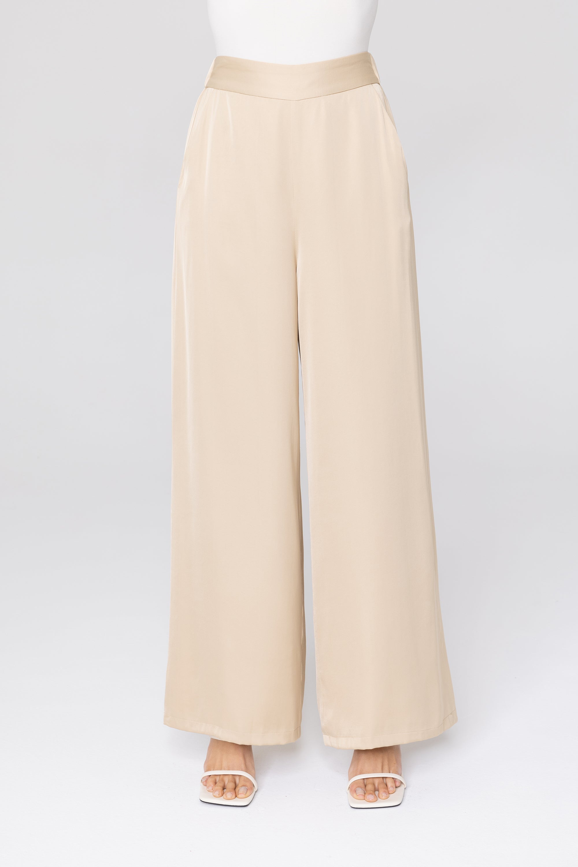 Alana Satin Wide Leg Pants - Caffe Veiled Collection 