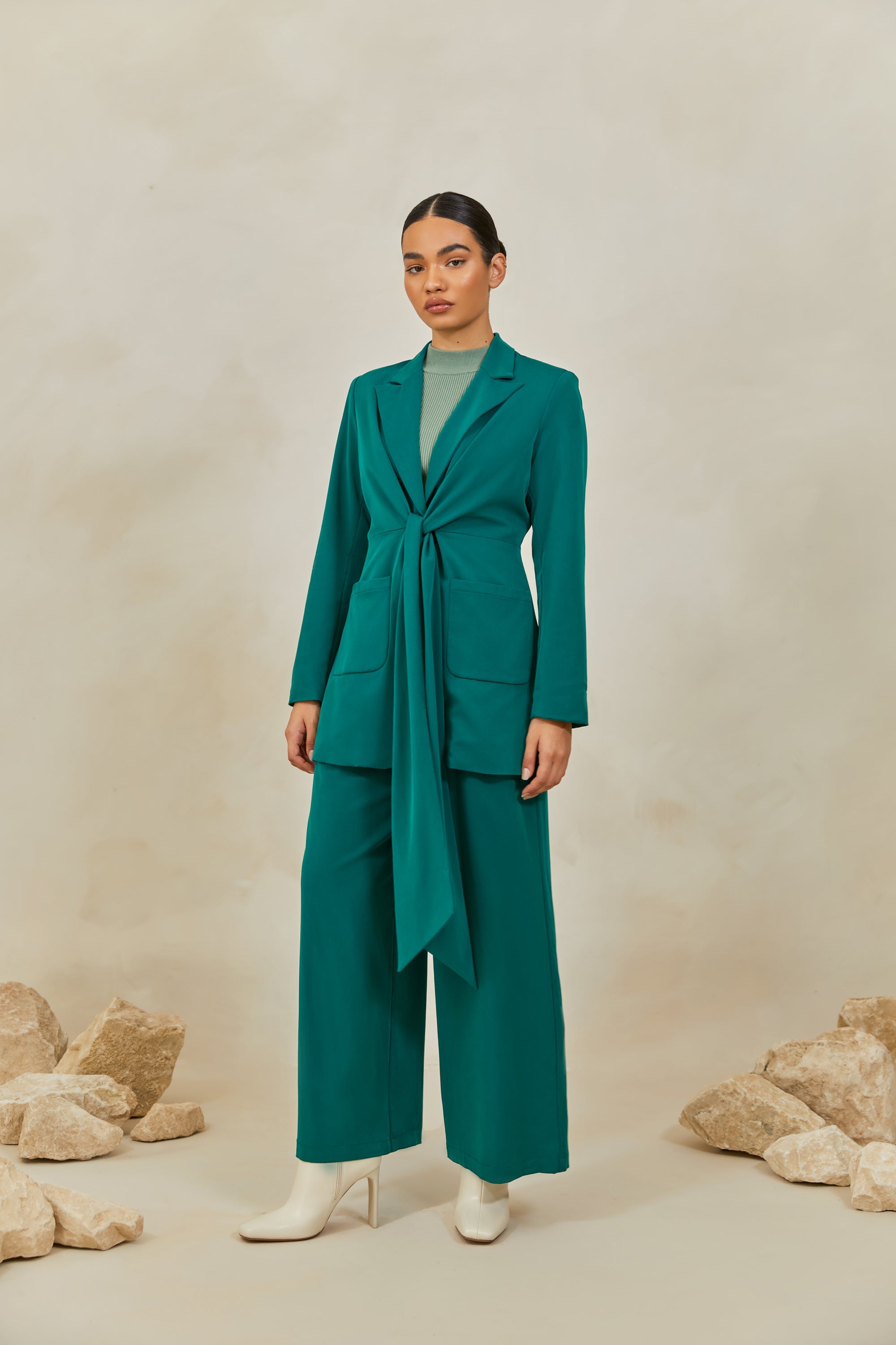 Alexia Tie Front Blazer - Jade Veiled Collection 