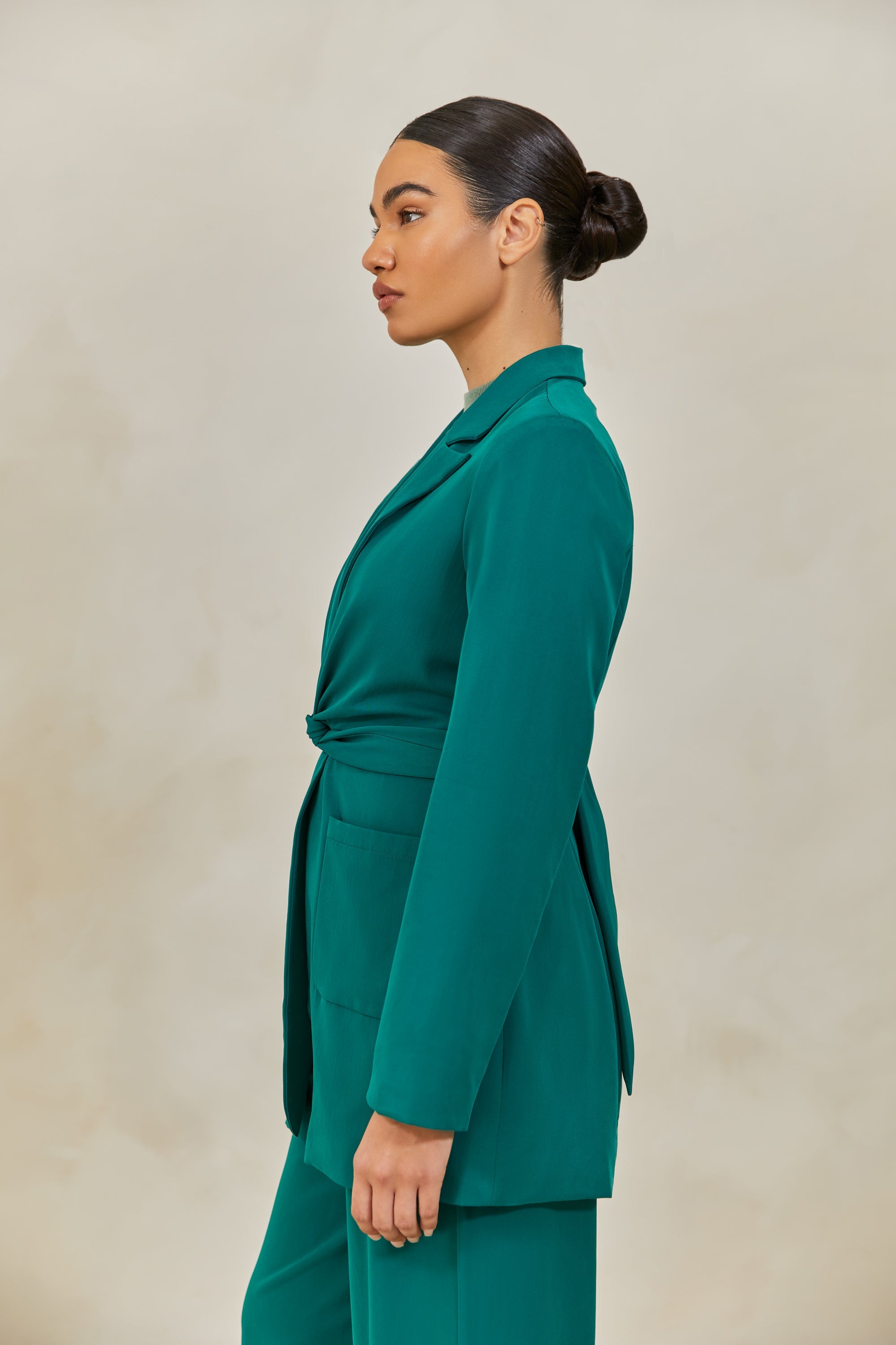 Alexia Tie Front Blazer - Jade Veiled Collection 