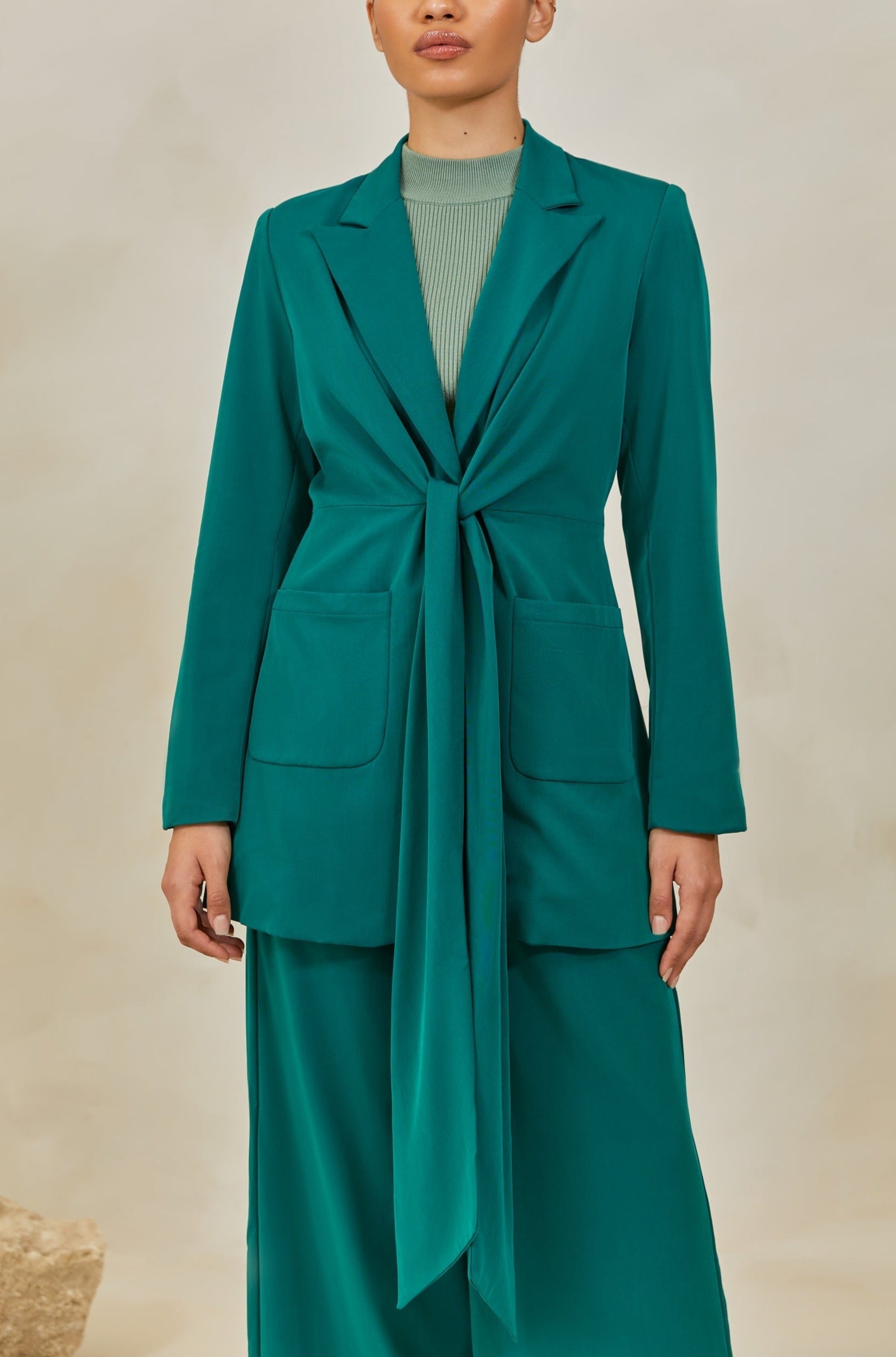 Alexia Tie Front Blazer - Jade Veiled Collection 