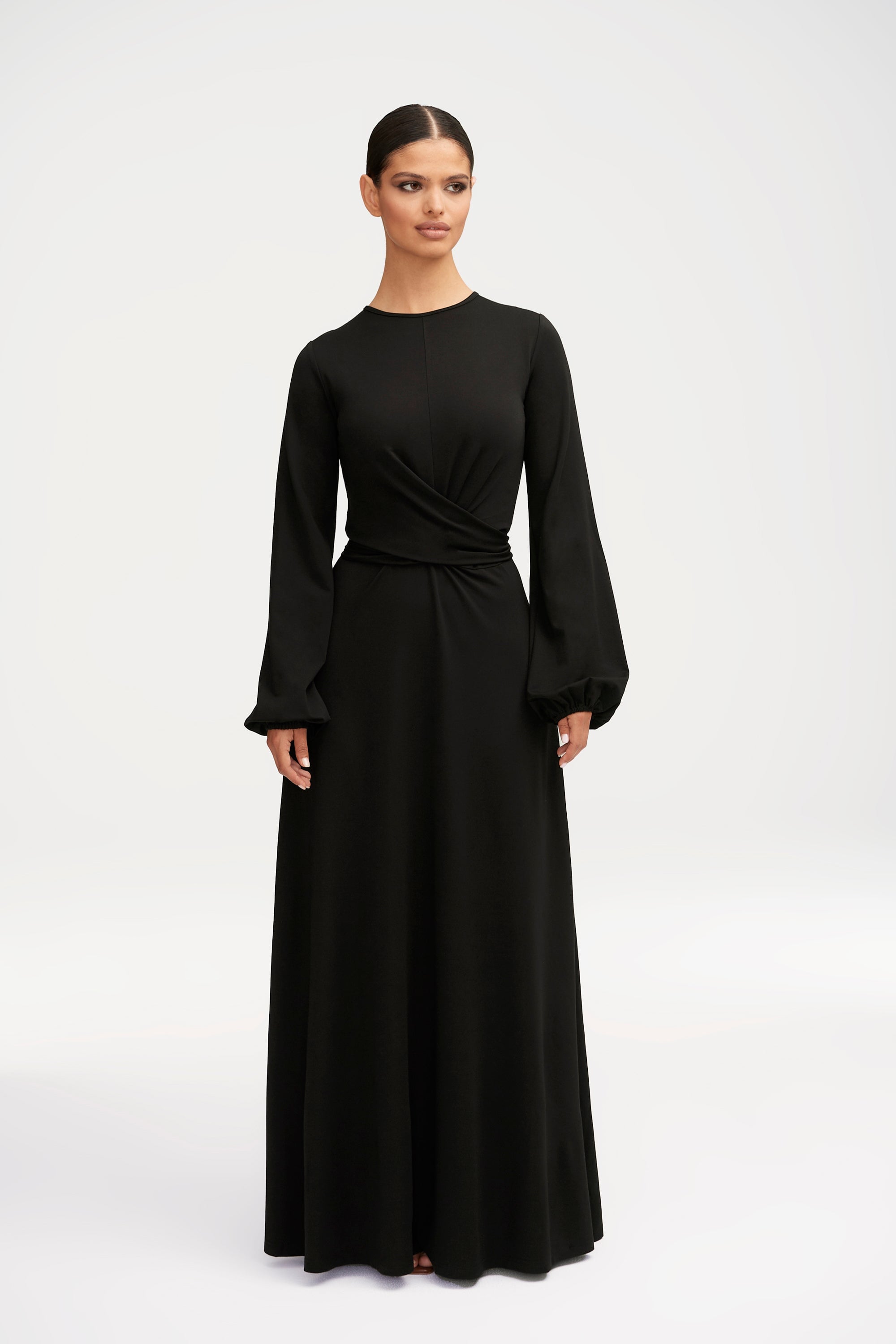 Alice Jersey Tie Waist Maxi Dress - Black Clothing Veiled 