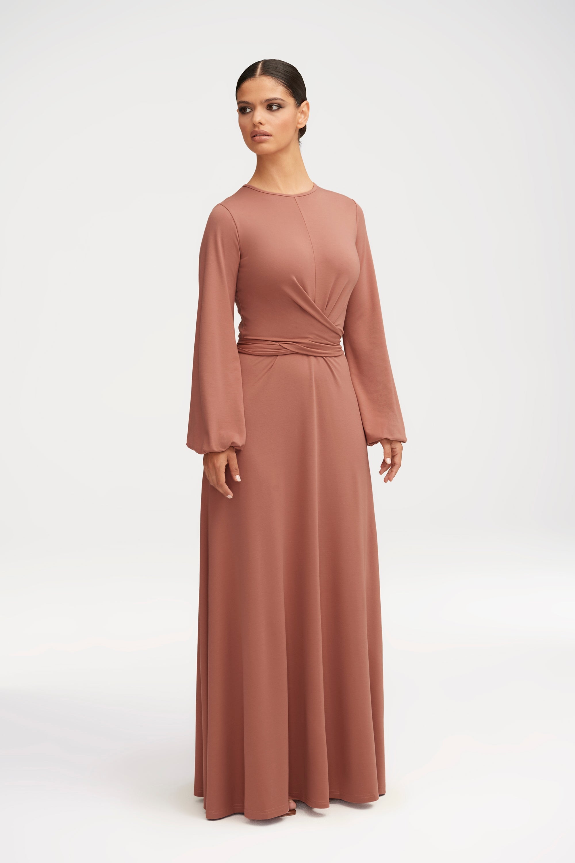 Alice Jersey Tie Waist Maxi Dress - Dusty Rose Clothing Veiled 