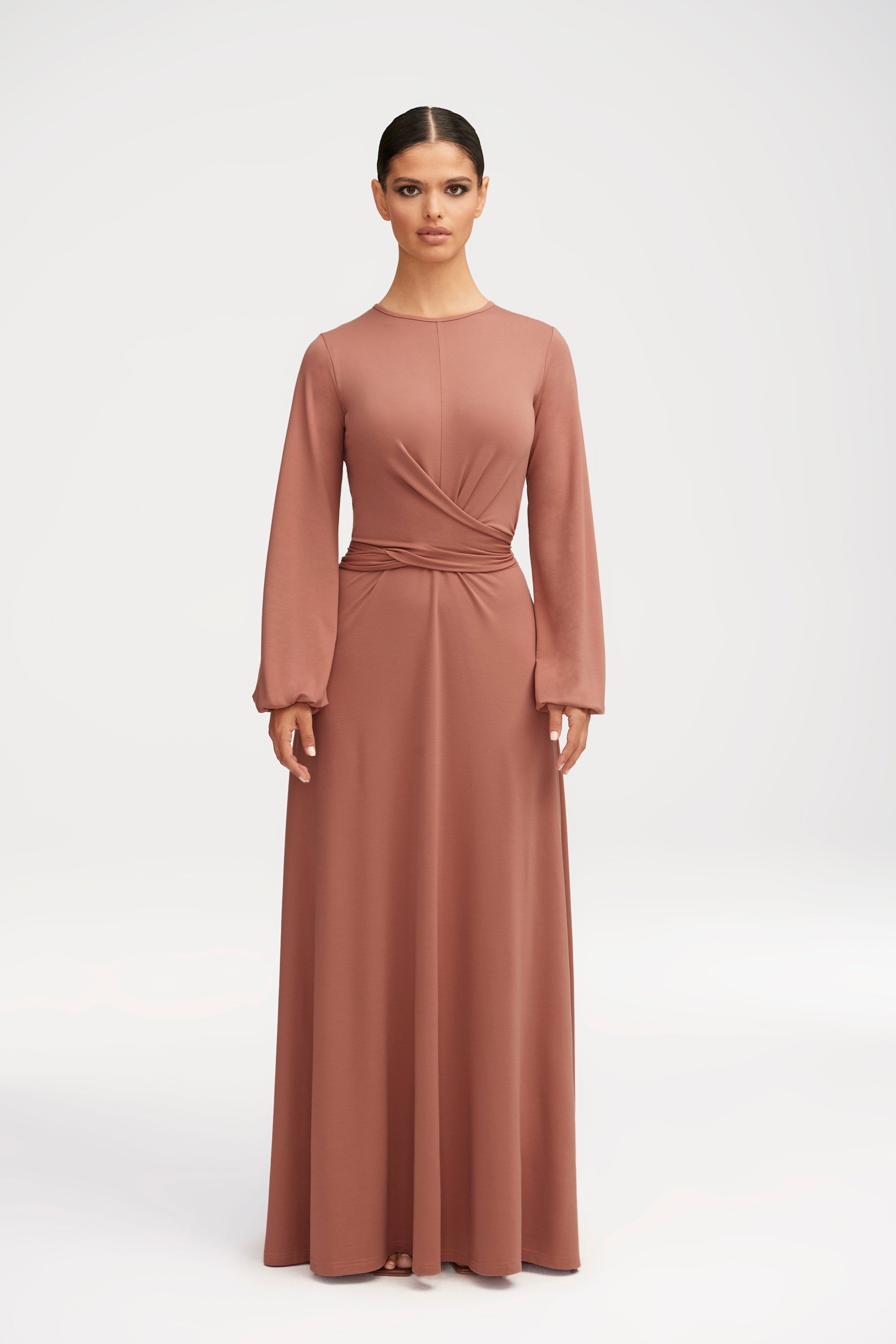 Alice Jersey Tie Waist Maxi Dress - Dusty Rose Clothing Veiled 