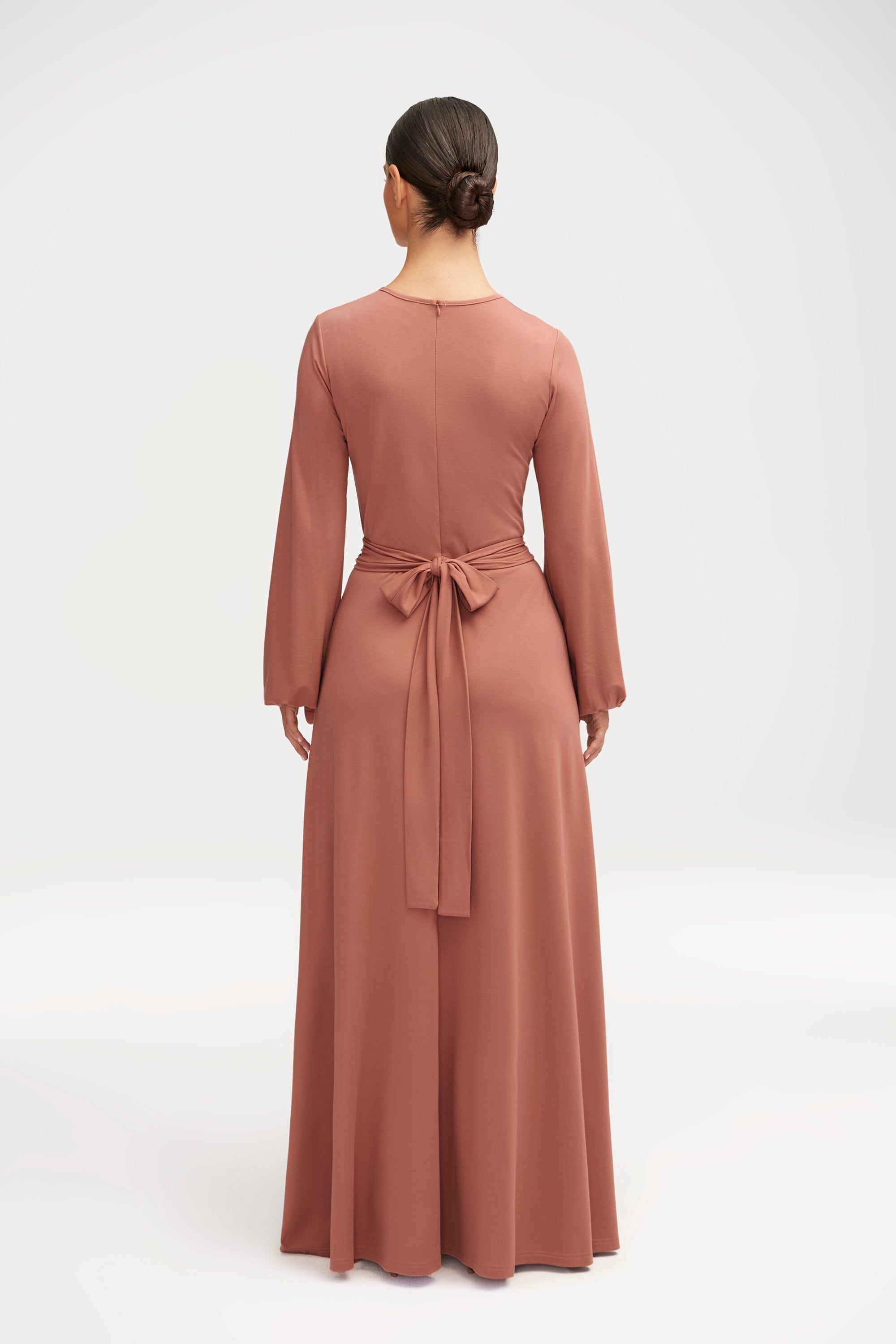 Alice Jersey Tie Waist Maxi Dress - Dusty Rose Clothing Veiled 