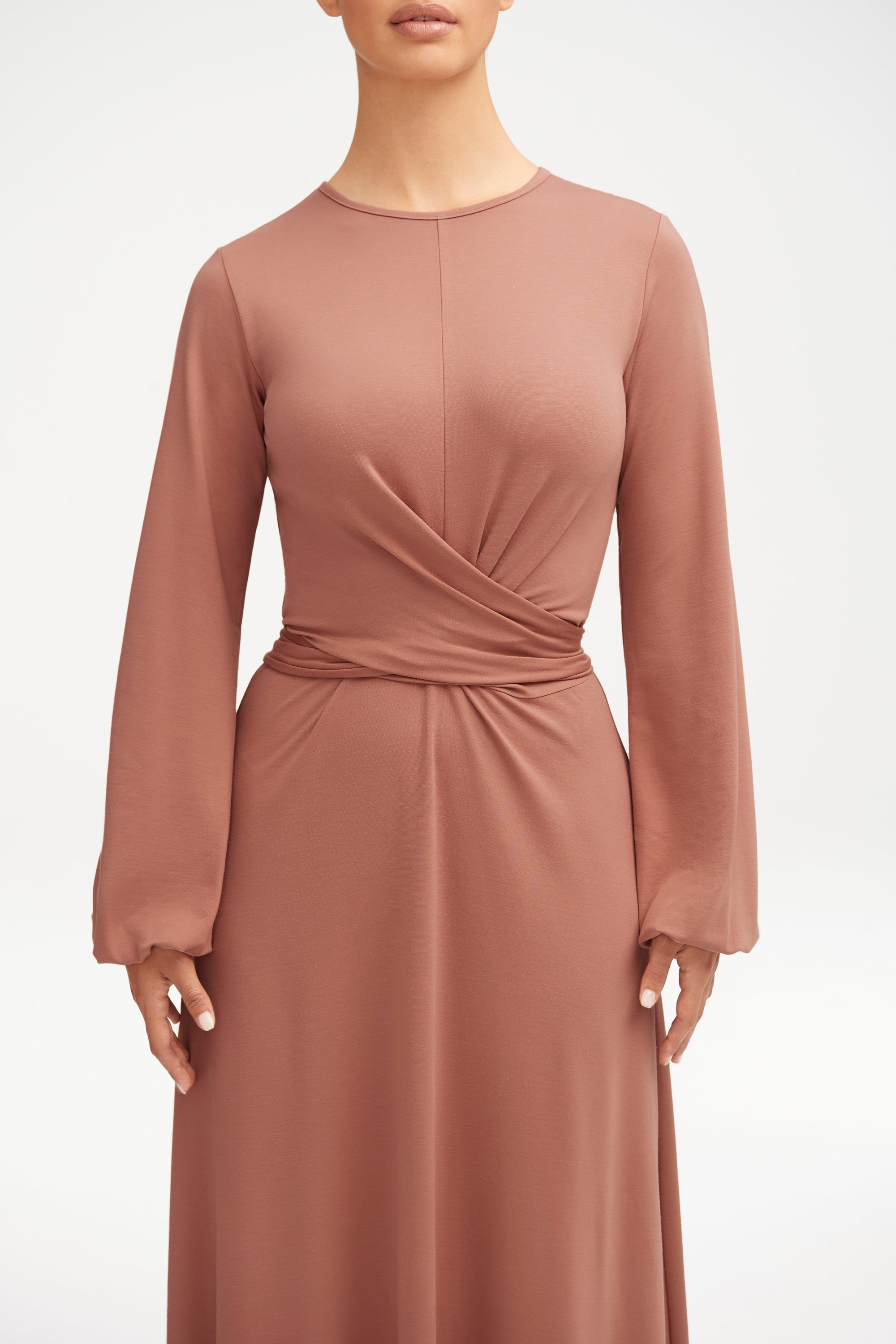 Alice Jersey Tie Waist Maxi Dress - Dusty Rose Clothing Veiled 