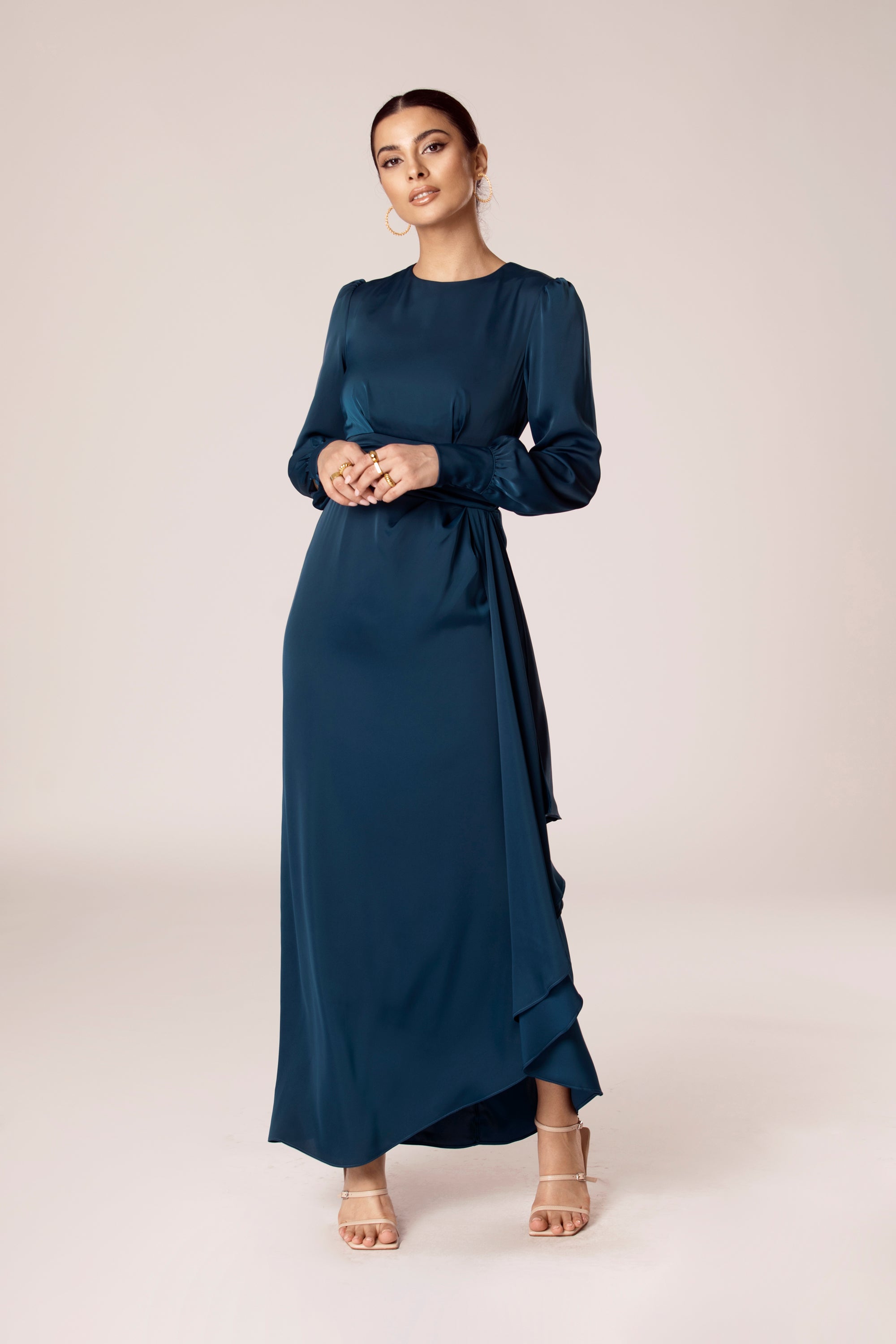 Anabelle Pleated Waist Ruffle Maxi Dress - Night Sky Veiled Collection 