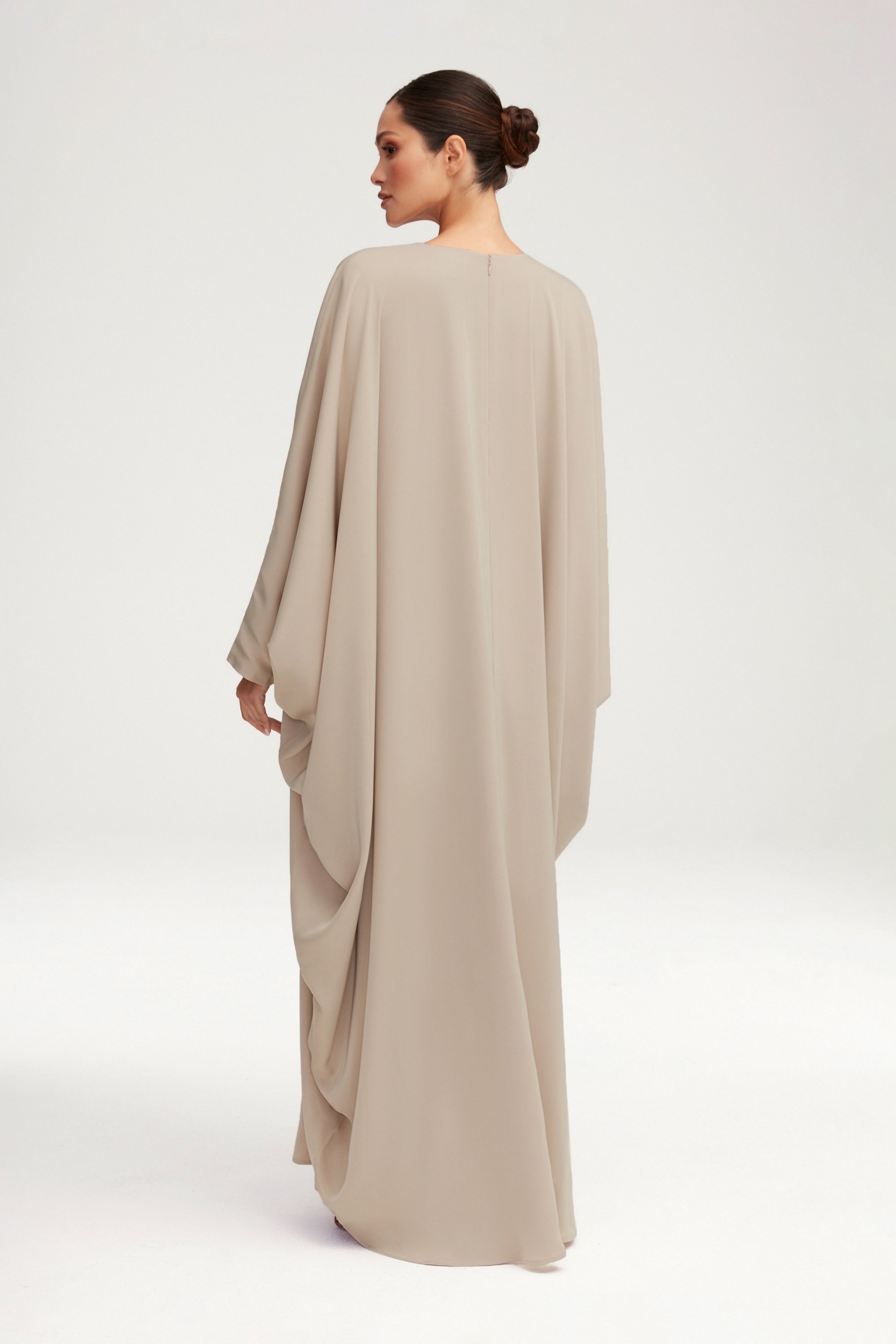 Anisa Satin Kaftan - Creme Caramel Clothing Veiled 