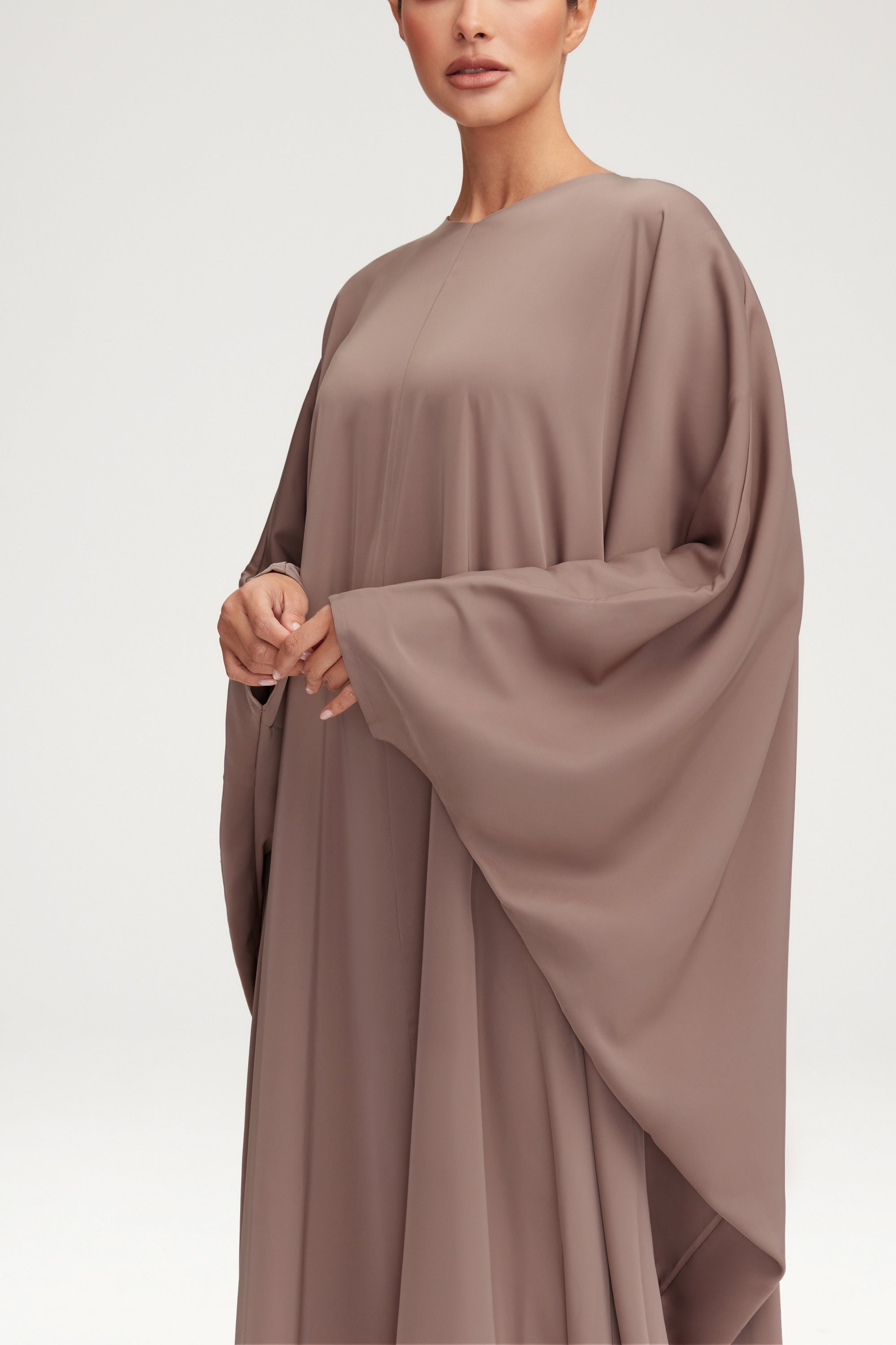 Anisa Satin Kaftan - Deep Taupe Clothing Veiled 