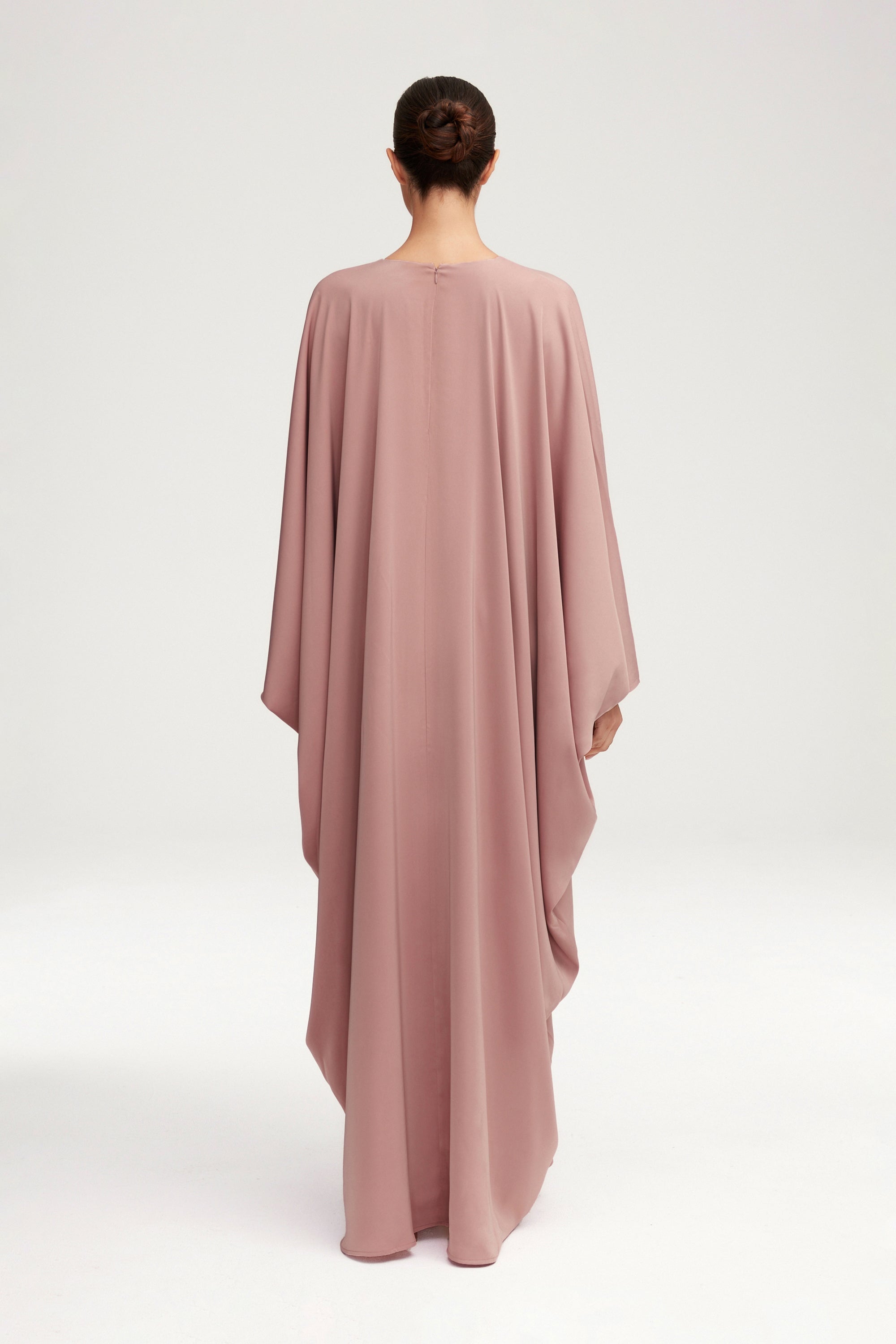 Anisa Satin Kaftan - Dusty Rose Clothing Veiled 