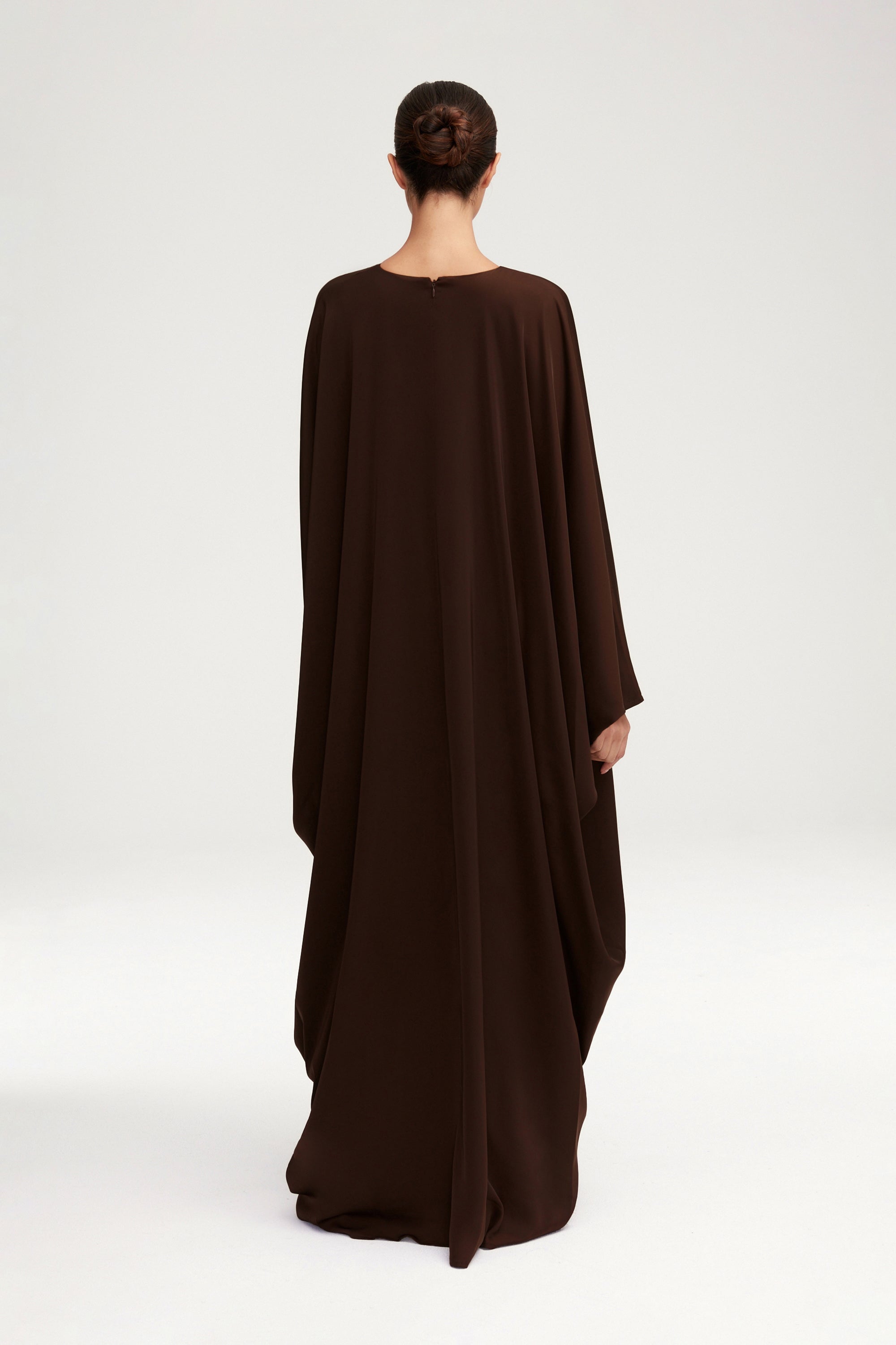 Anisa Satin Kaftan - Espresso Clothing Veiled 