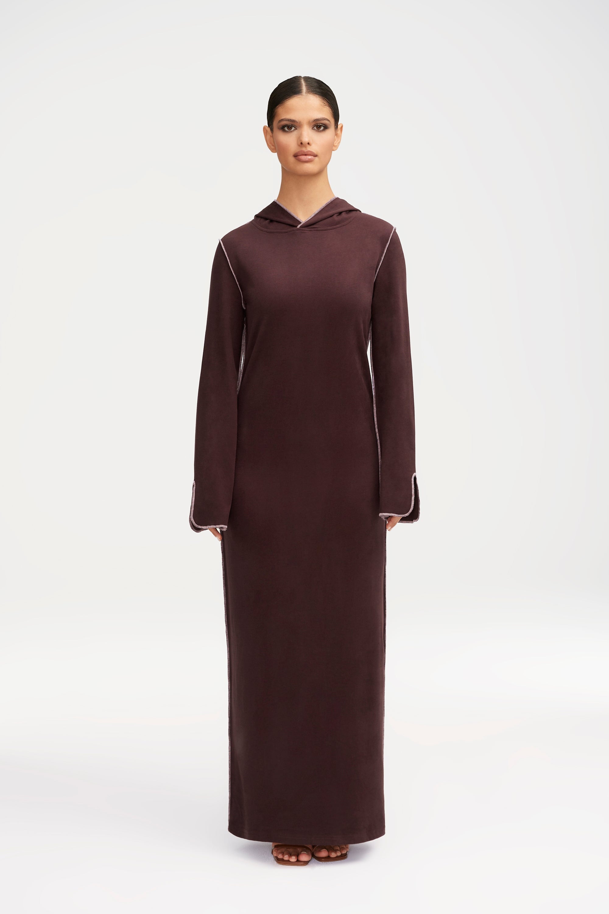 Ava Sweater Hoodie Maxi Dress - Chocolate Clothing Veiled 