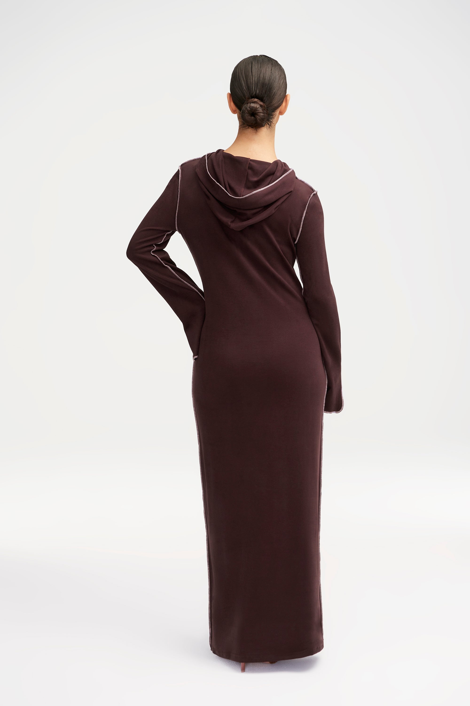 Ava Sweater Hoodie Maxi Dress - Chocolate Clothing Veiled 