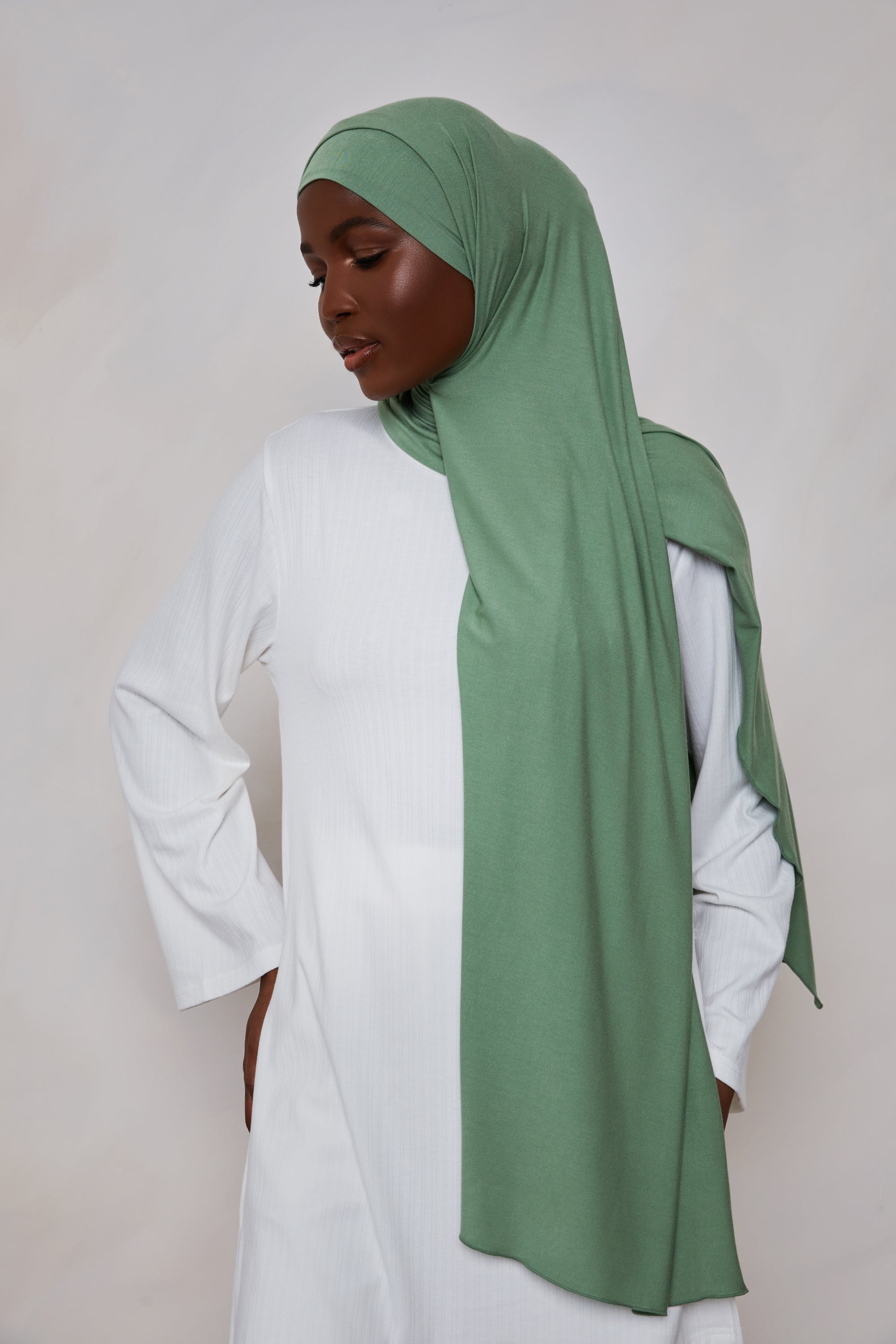 Bamboo Jersey Hijab - Loden Frost Veiled 