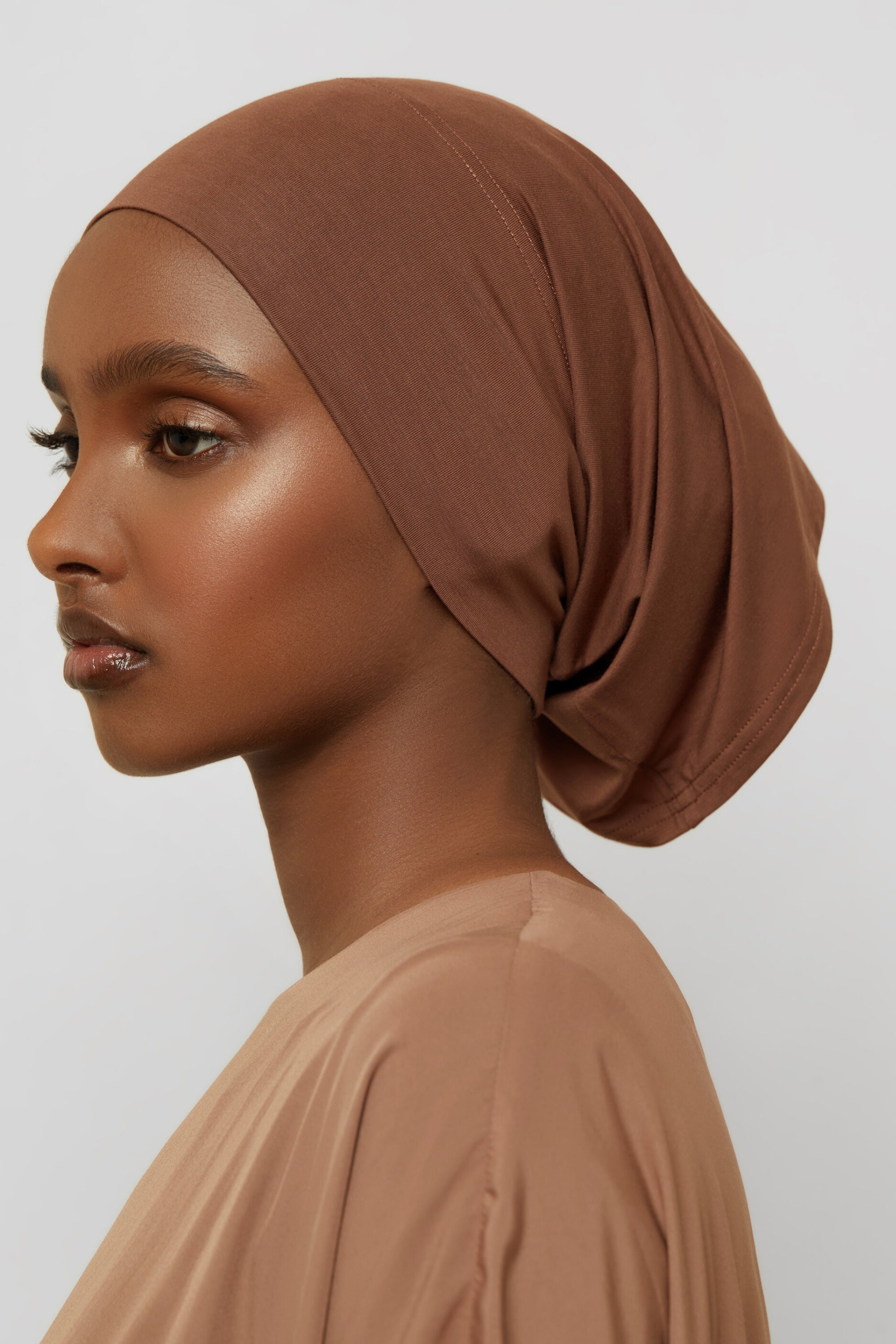 Bamboo Jersey Undercap - Cocoa Brown Veiled 