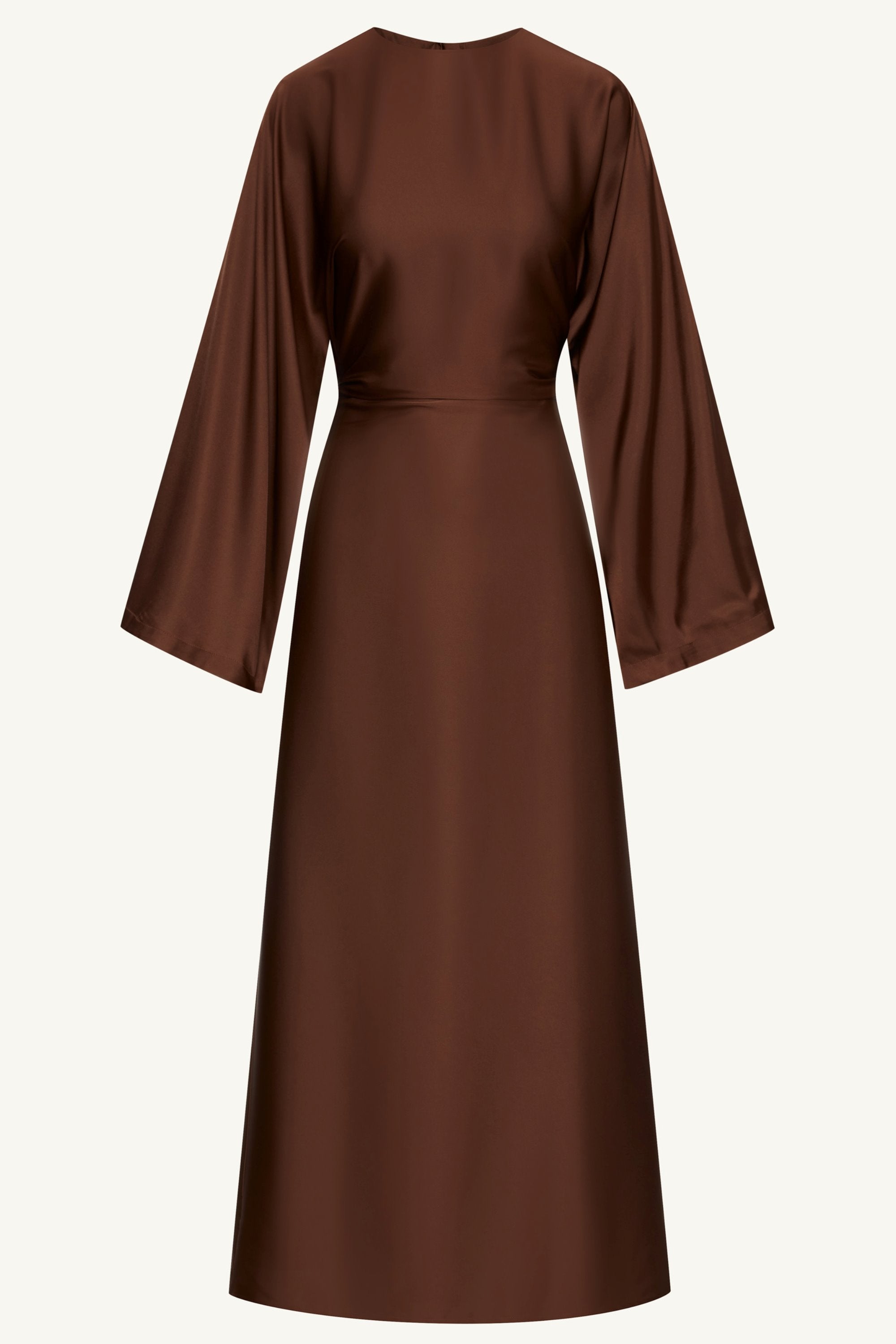 Batool Satin Maxi Dress - Chocolate Clothing Veiled 