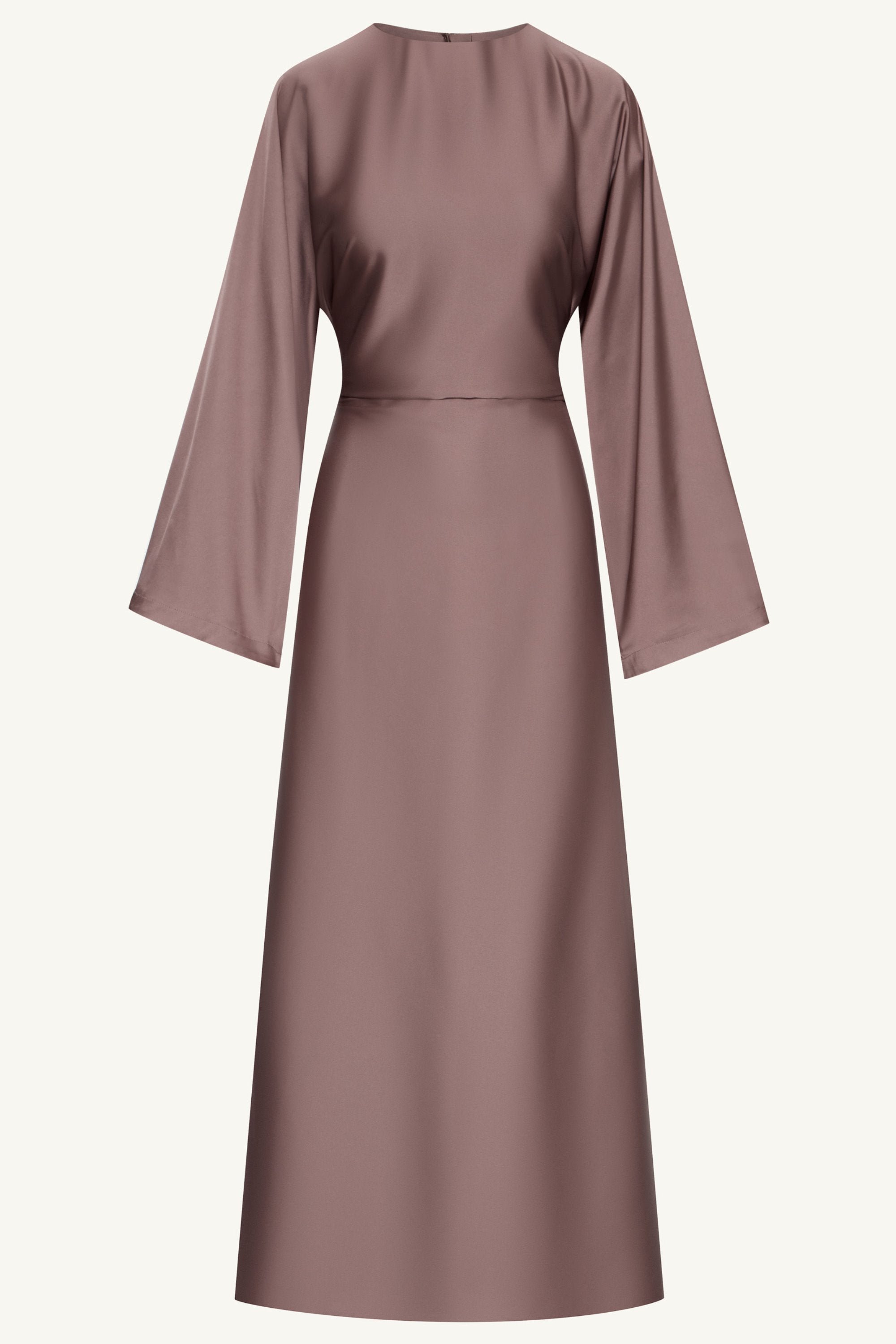 Batool Satin Maxi Dress - Deep Taupe Clothing Veiled 