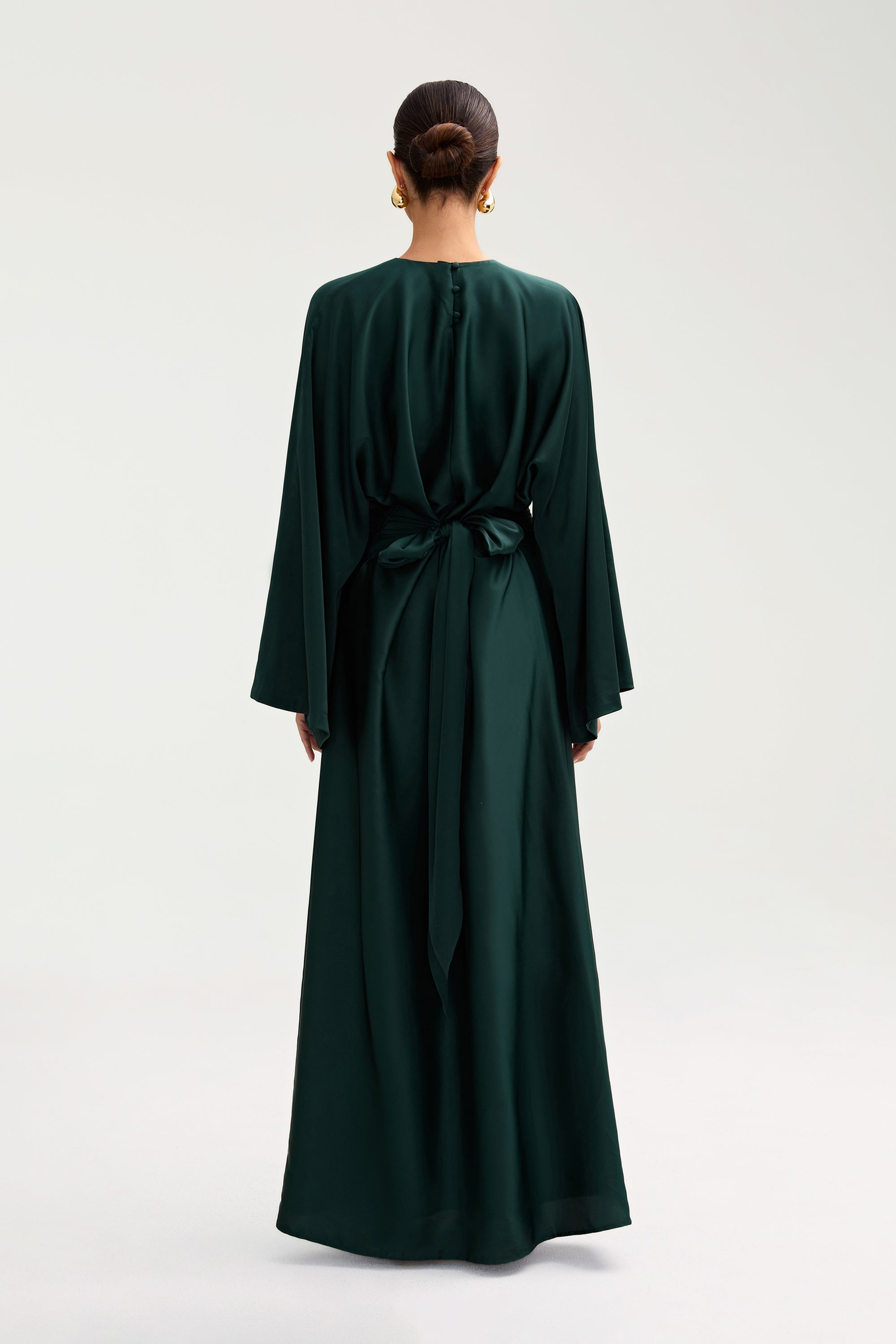 Batool Satin Maxi Dress - Emerald Clothing Veiled 