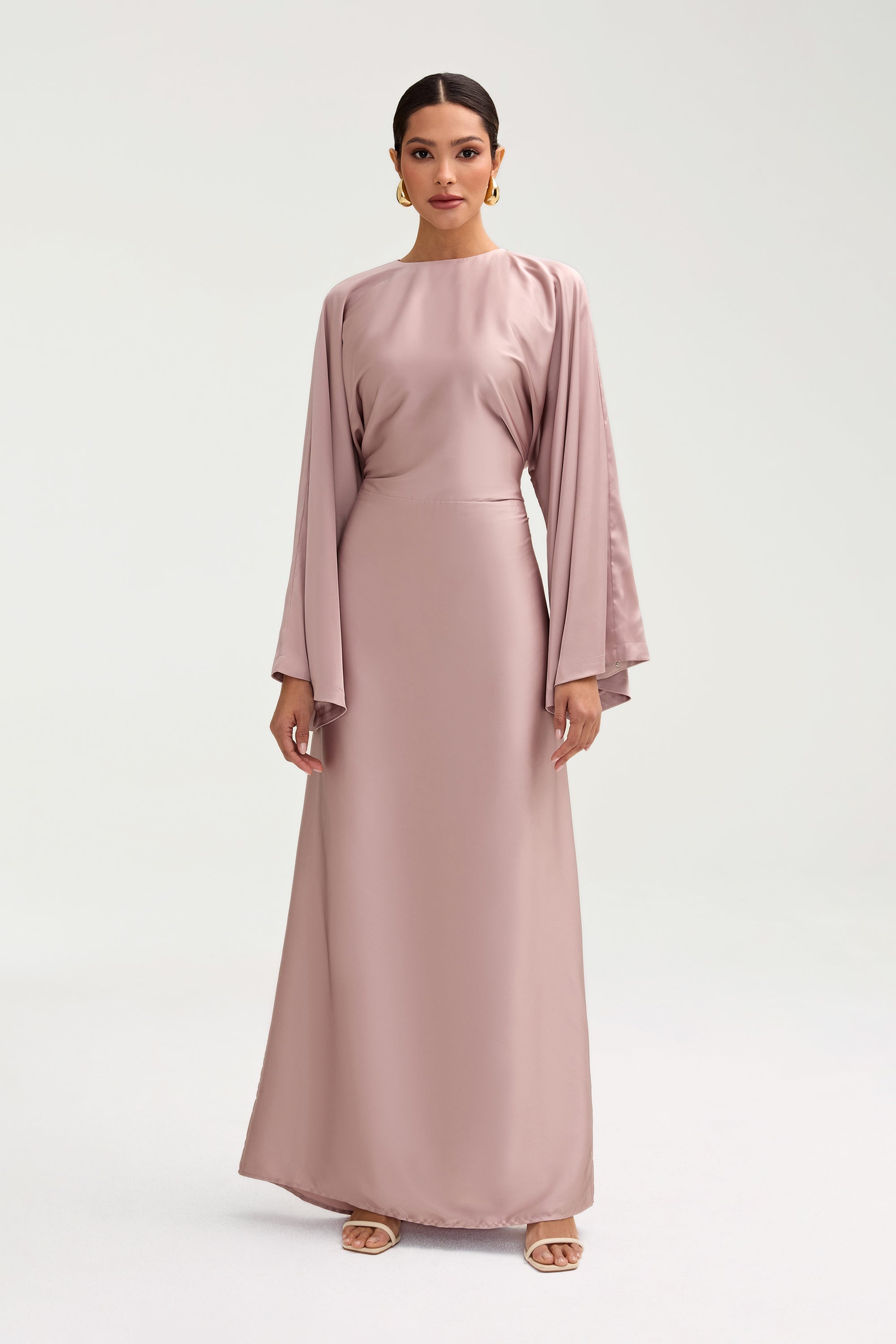 Batool Satin Maxi Dress - Mink Clothing Veiled 