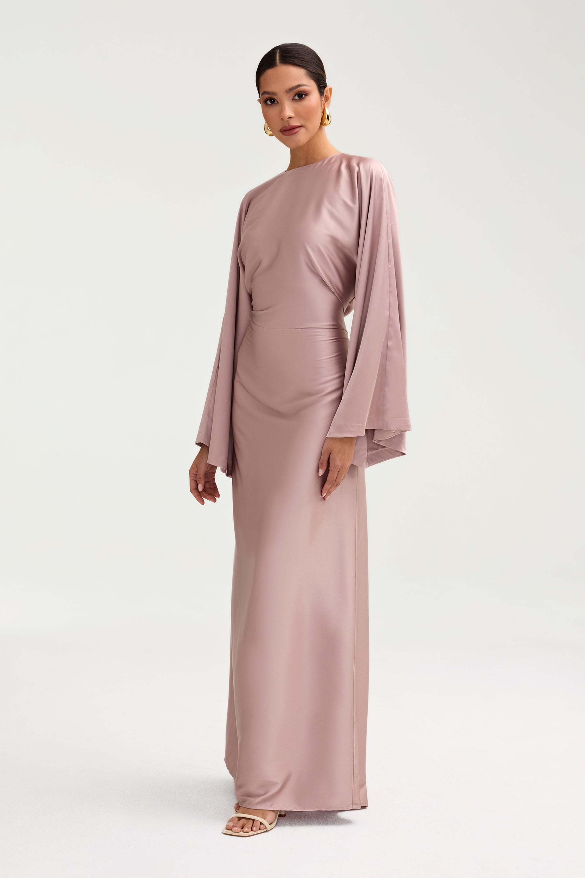 Batool Satin Maxi Dress - Mink Clothing Veiled 