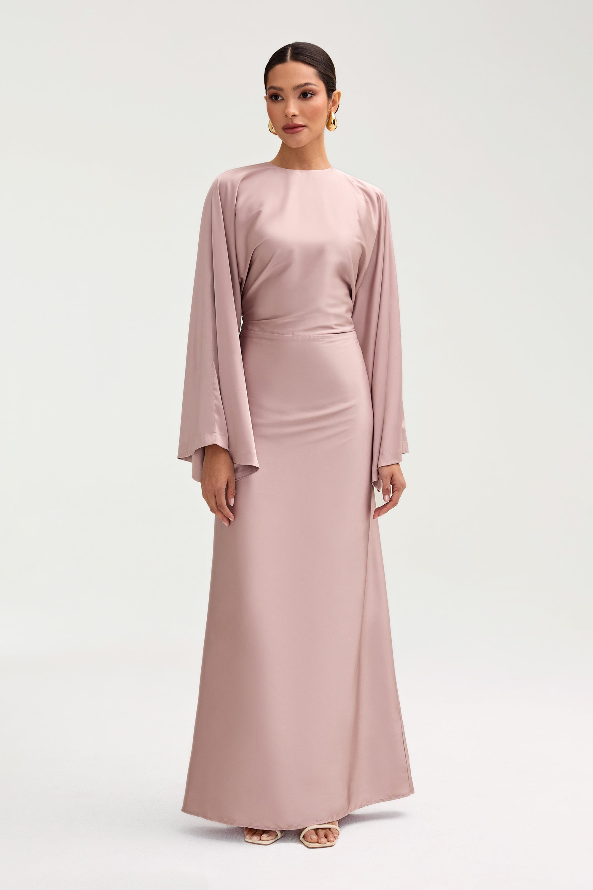 Batool Satin Maxi Dress - Mink Clothing Veiled 