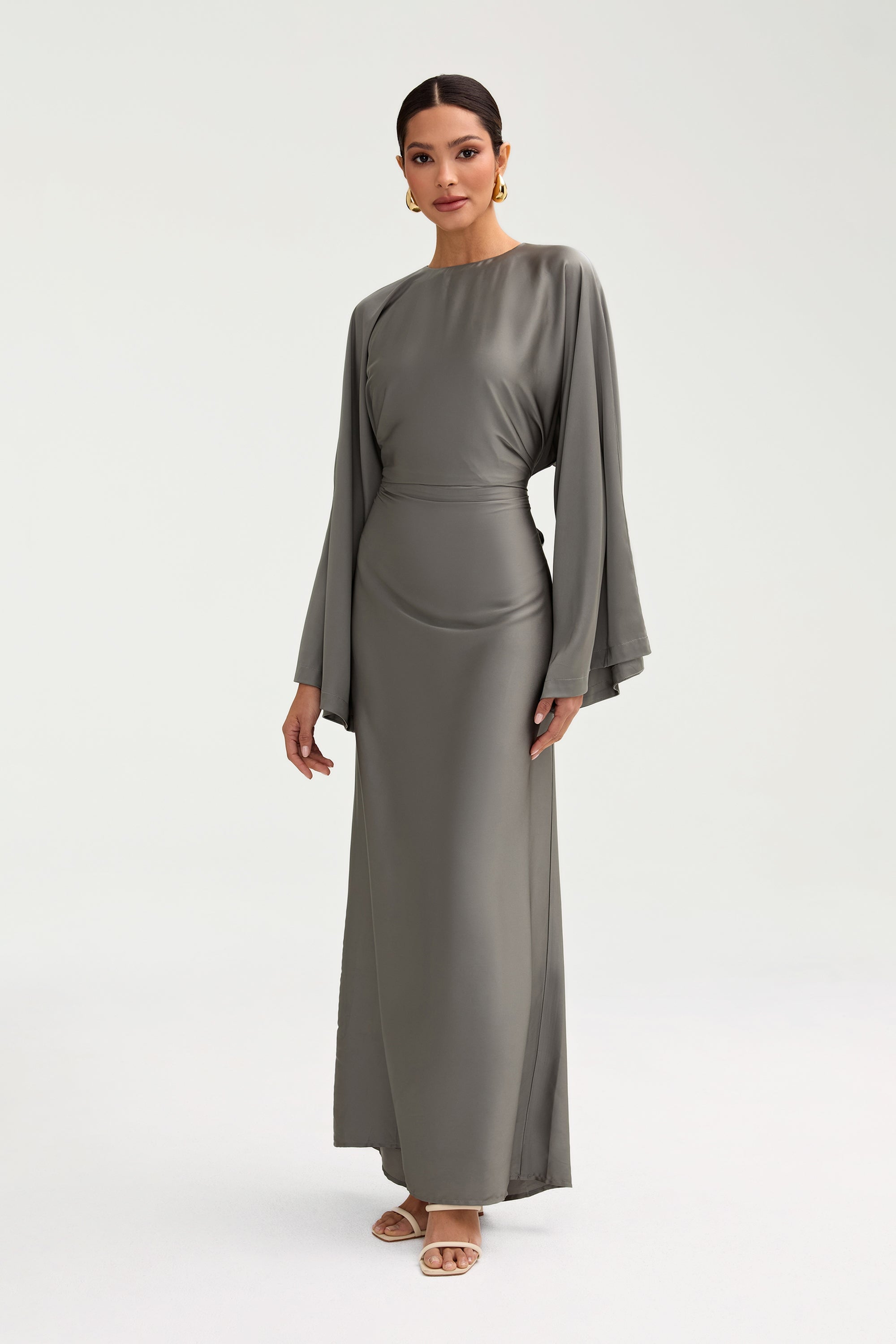 Batool Satin Maxi Dress - Sage Clothing Veiled 