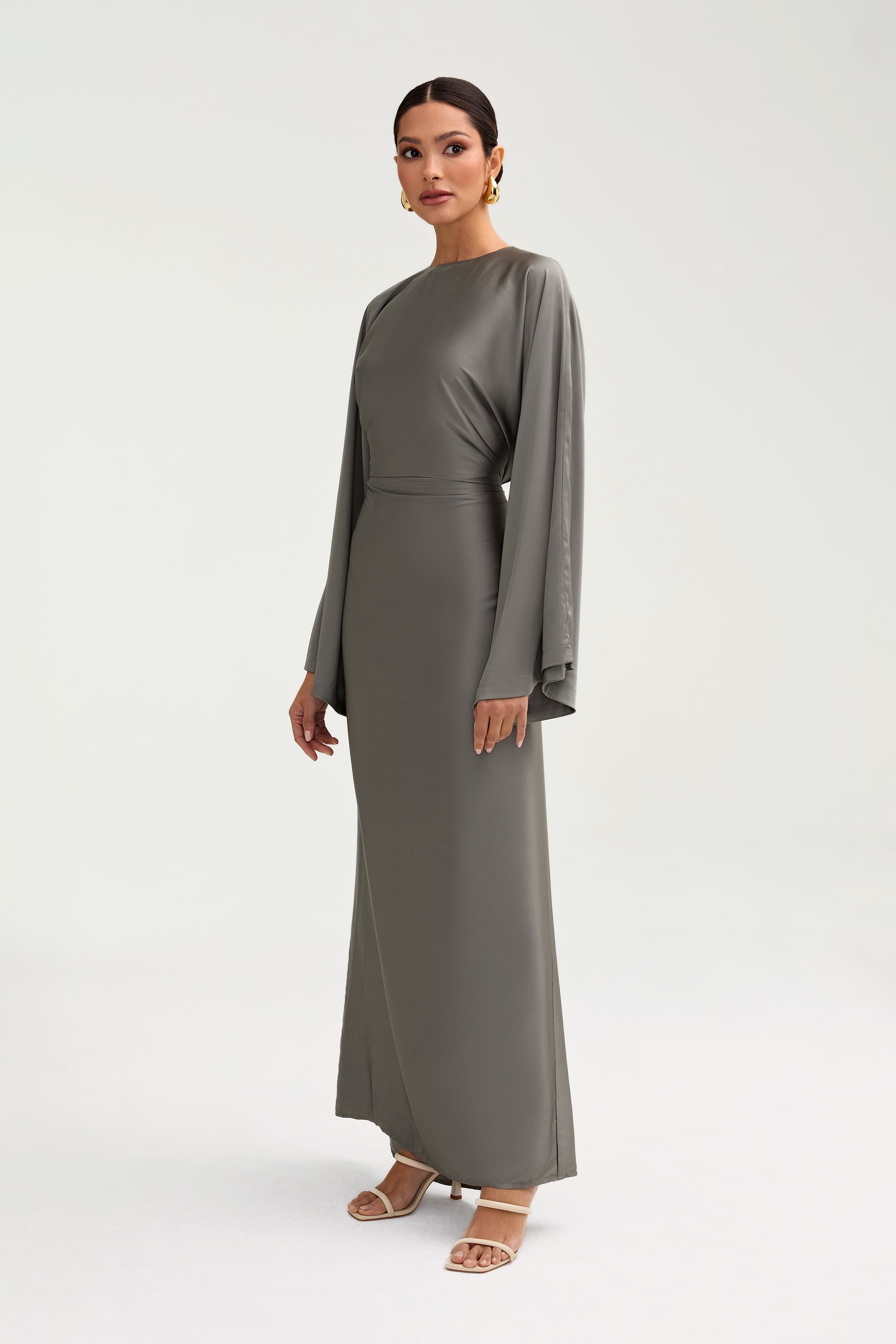 Batool Satin Maxi Dress - Sage Clothing Veiled 