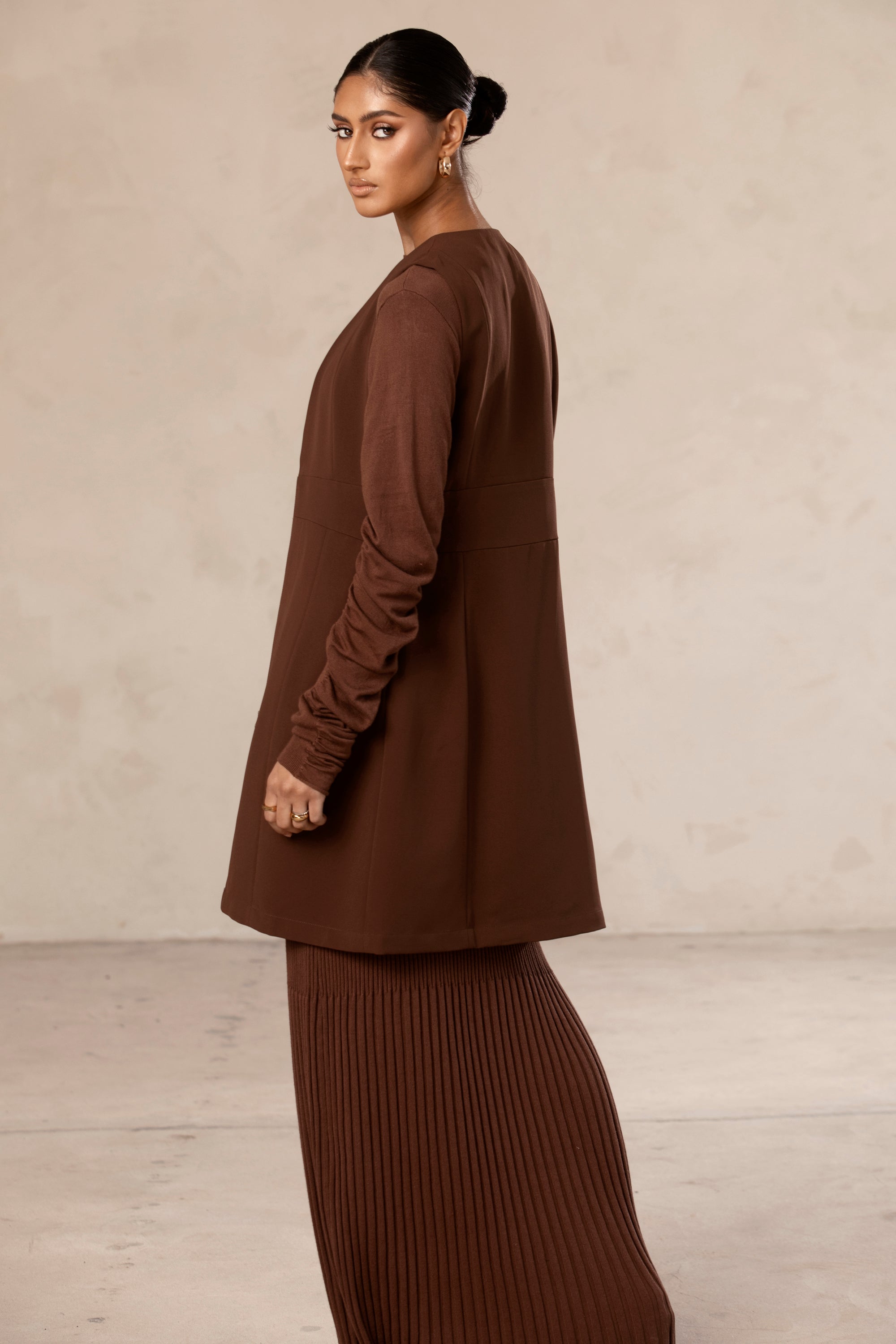 Brown Zip Front Vest Veiled Collection 