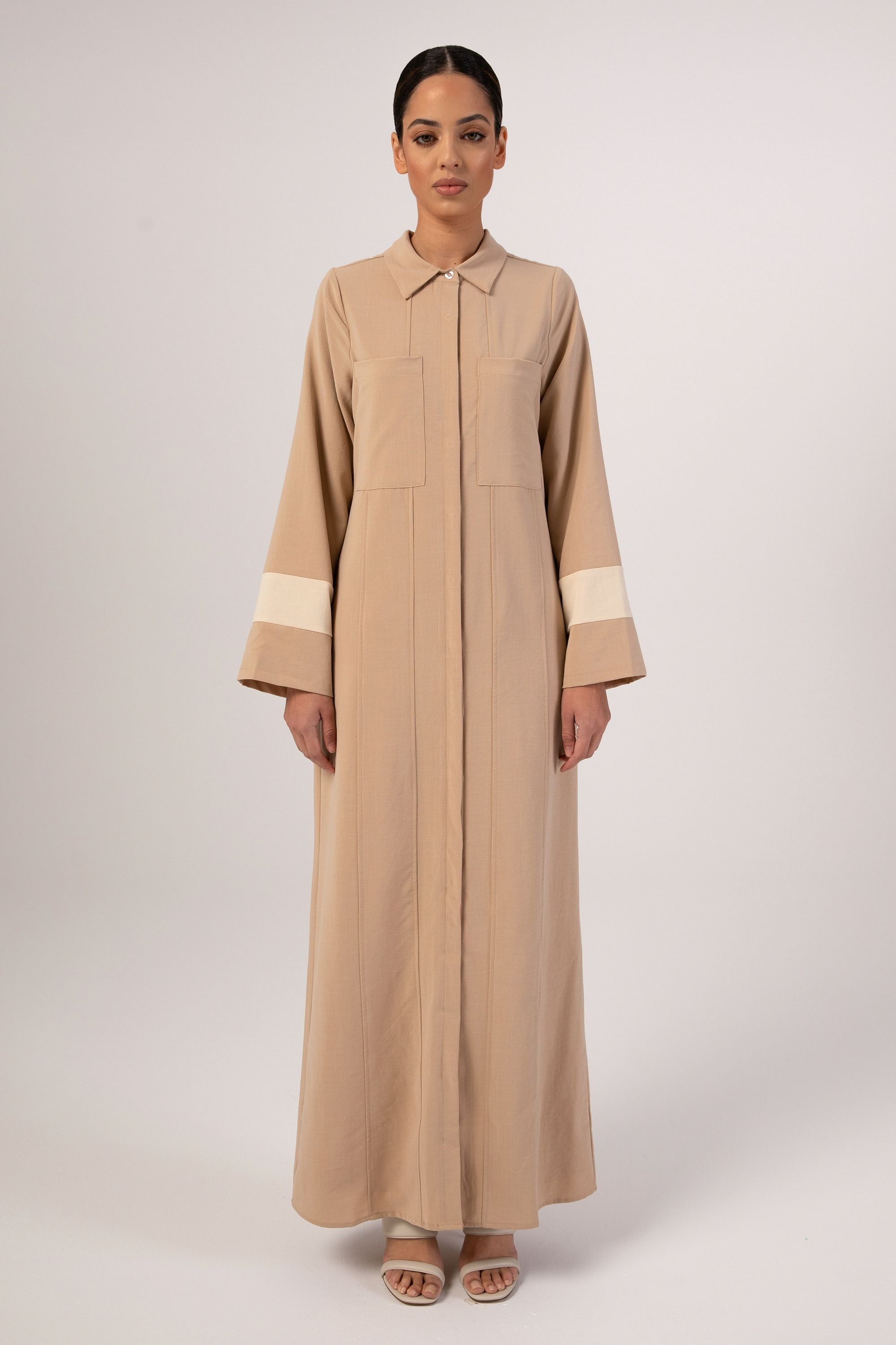 Button Down Maxi Shirt Dress - Caffe Veiled 