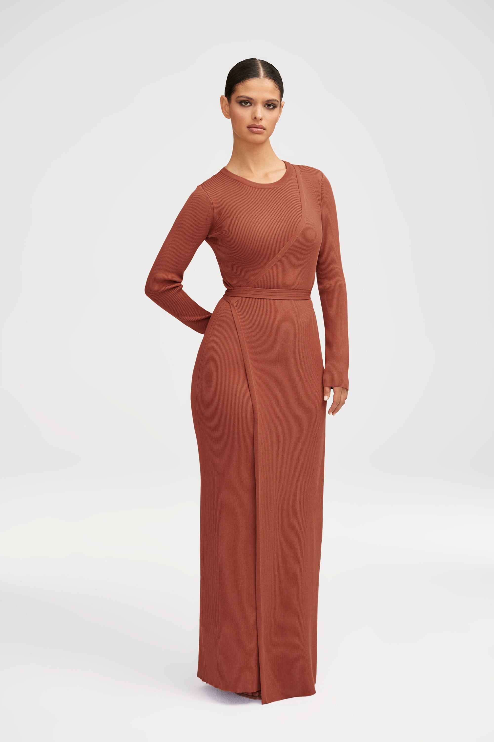 Cassandra Ribbed Wrap Maxi Dress Clothing Veiled 