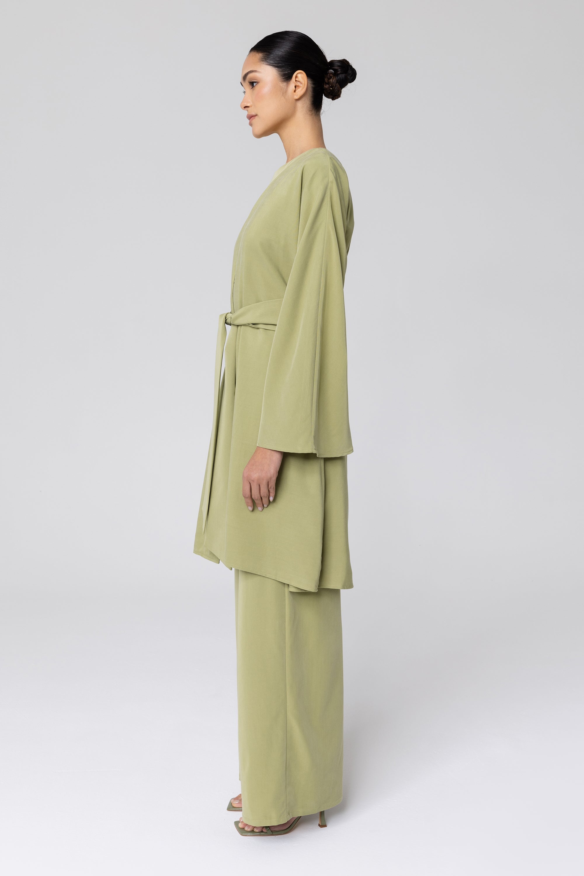 Cecilia Kimono Sleeve Duster Jacket - Olive Veiled Collection 