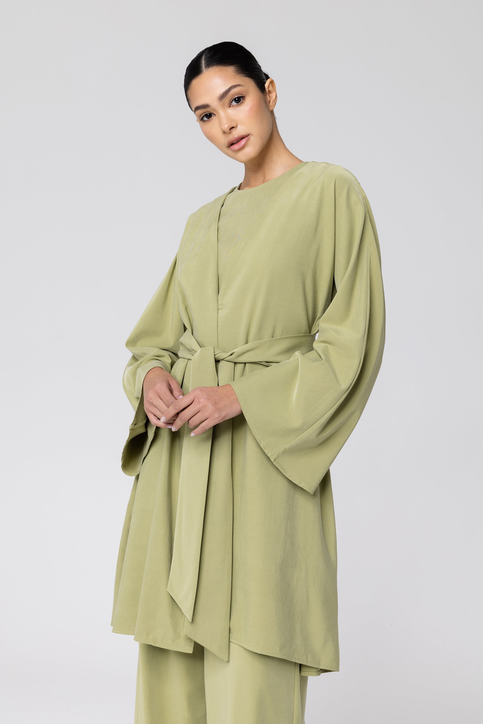 Cecilia Kimono Sleeve Duster Jacket - Olive Veiled Collection 