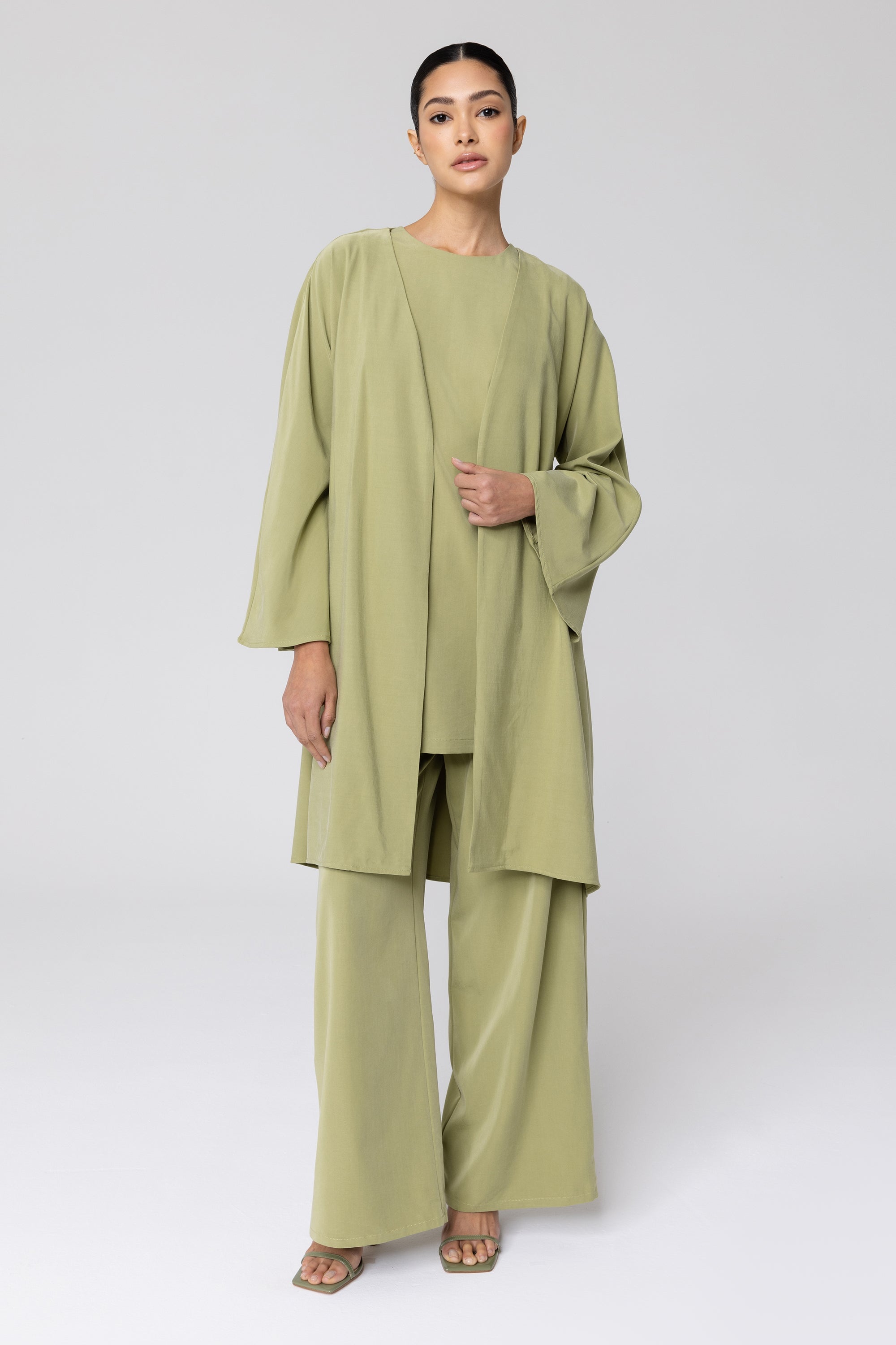 Cecilia Kimono Sleeve Duster Jacket - Olive Veiled Collection 