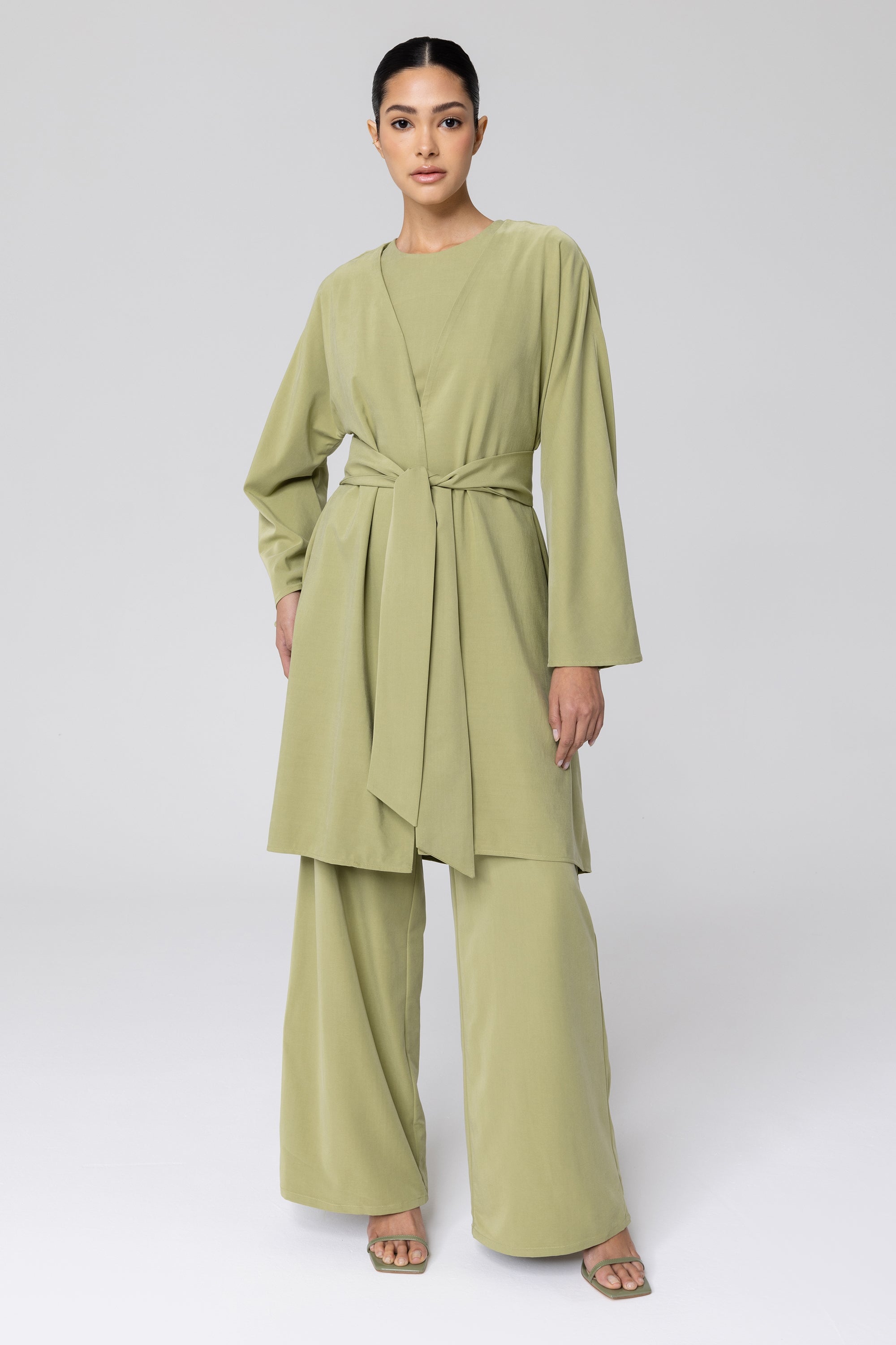 Cecilia Kimono Sleeve Duster Jacket - Olive Veiled Collection 