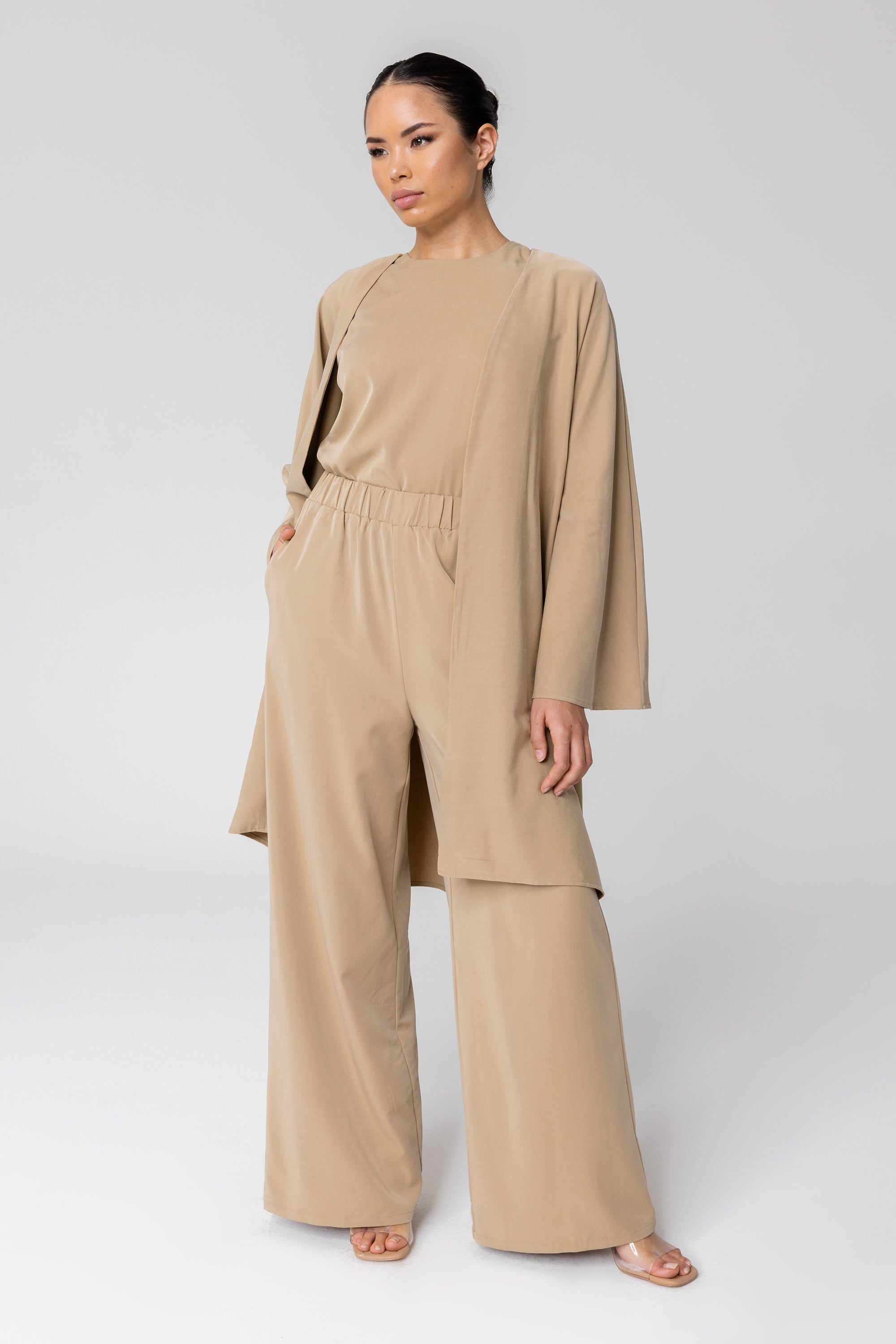 Cecilia Wide Leg Pants - Latte Veiled Collection 