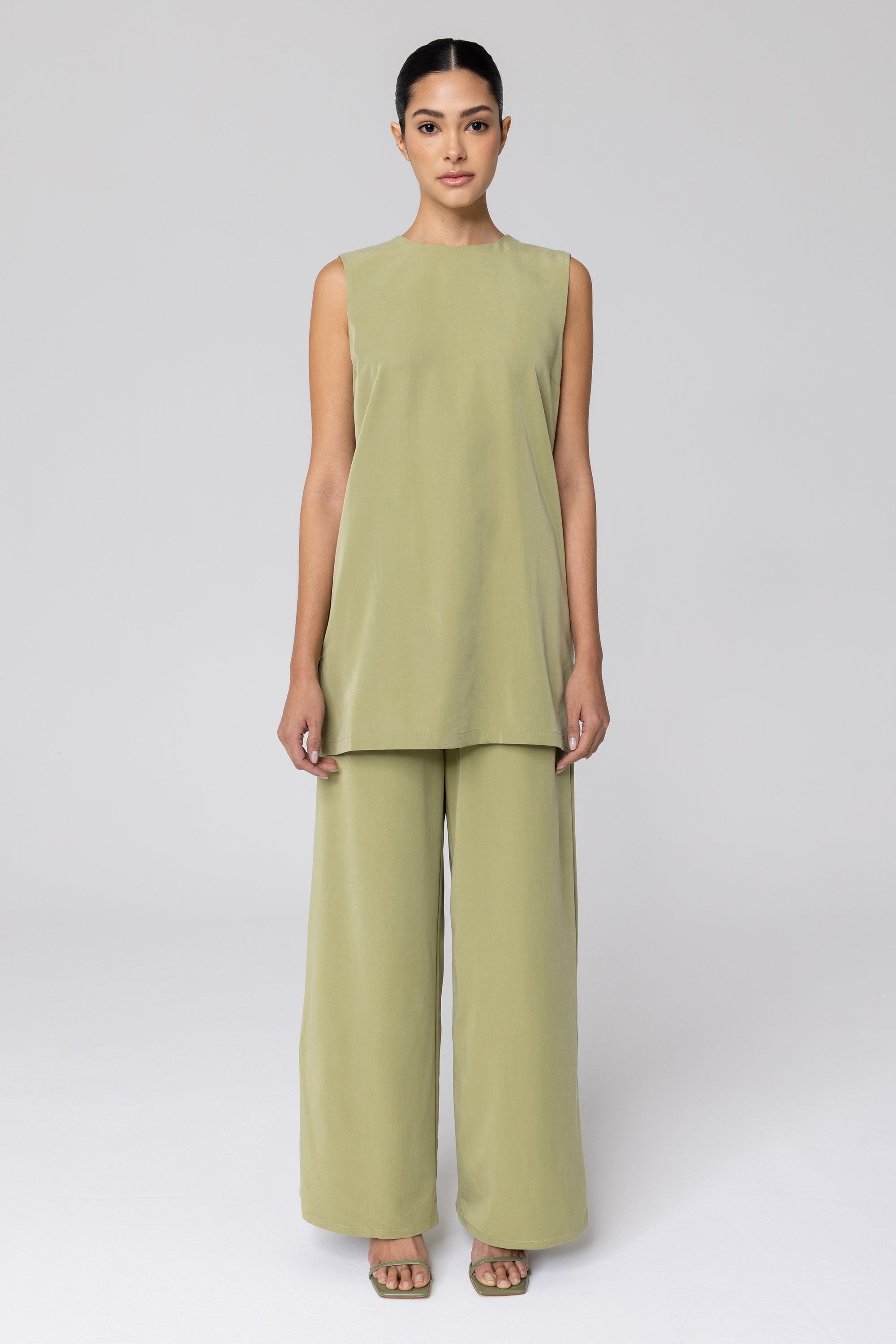 Cecilia Wide Leg Pants - Olive Veiled Collection 