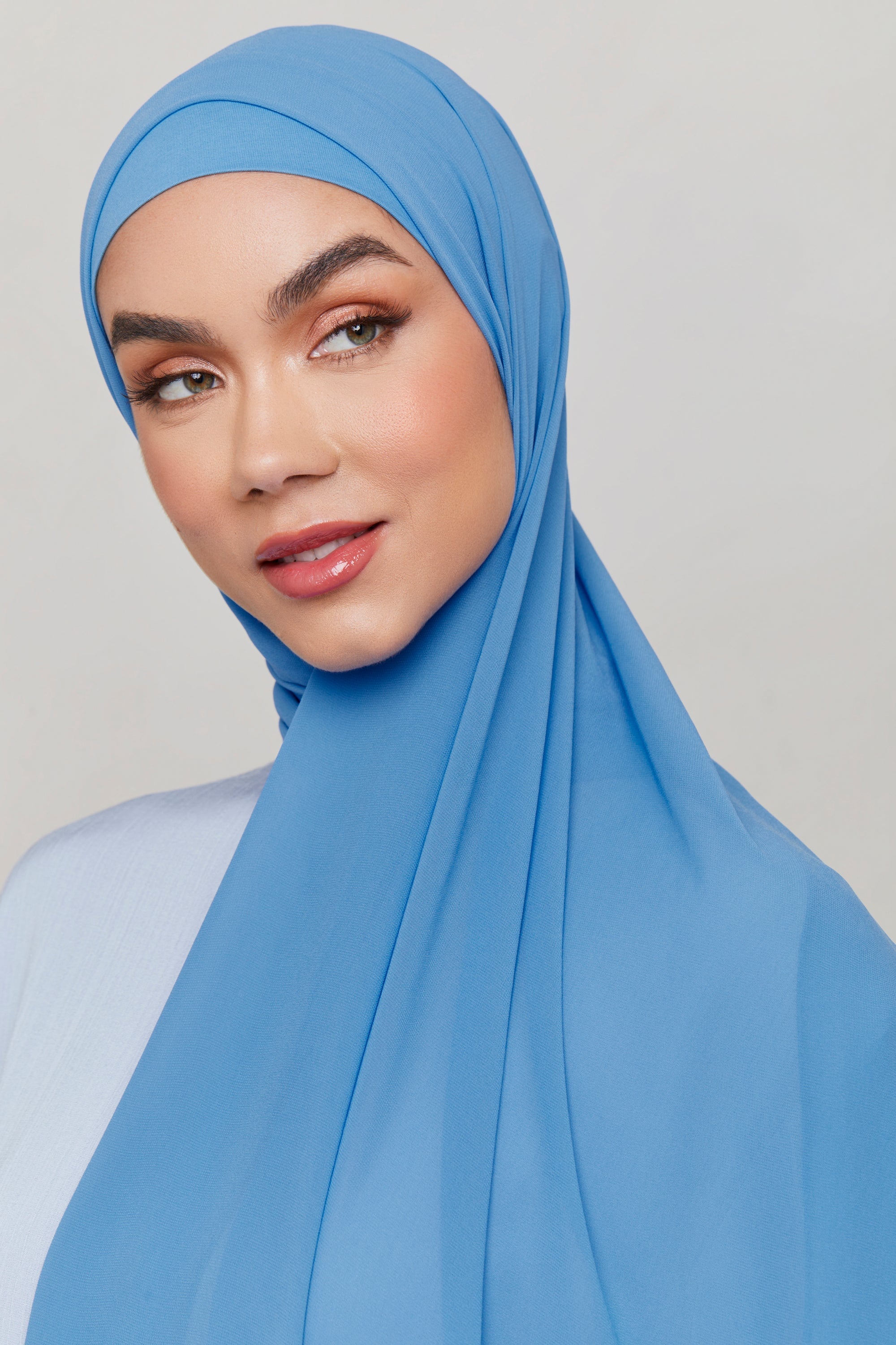 Chiffon LITE Hijab - Azure Blue Veiled 