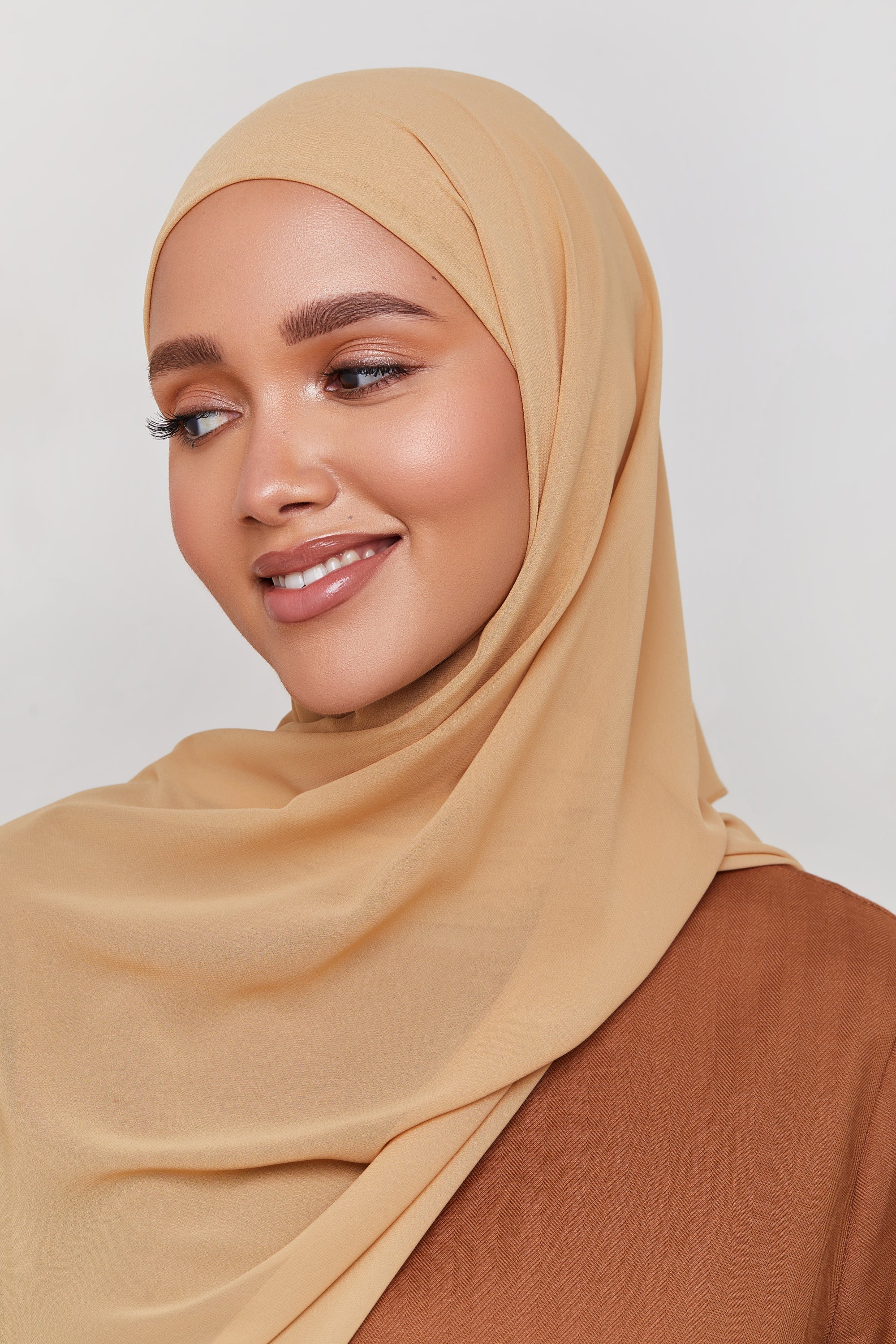 Chiffon LITE Hijab - Curry Brown Veiled 